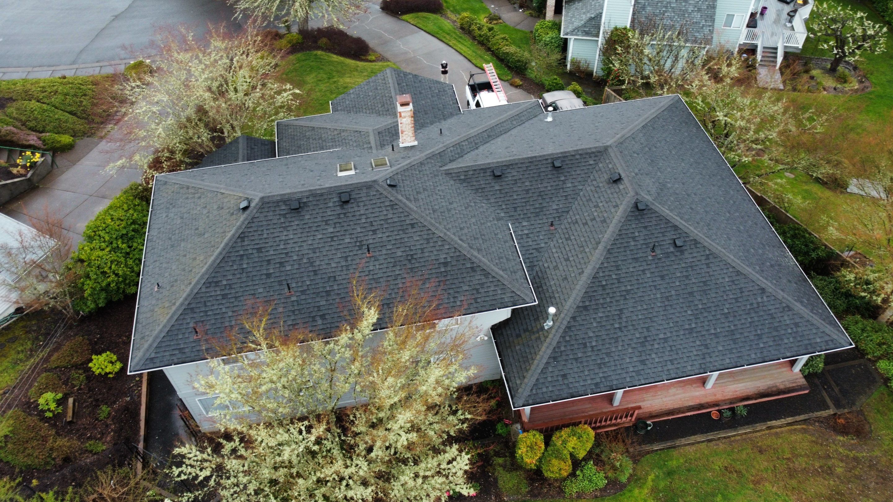 Residential Roofing Installation using IKO Dynasty (Color: Granite Black) by Orezona Building & Roofing Company, Inc.
