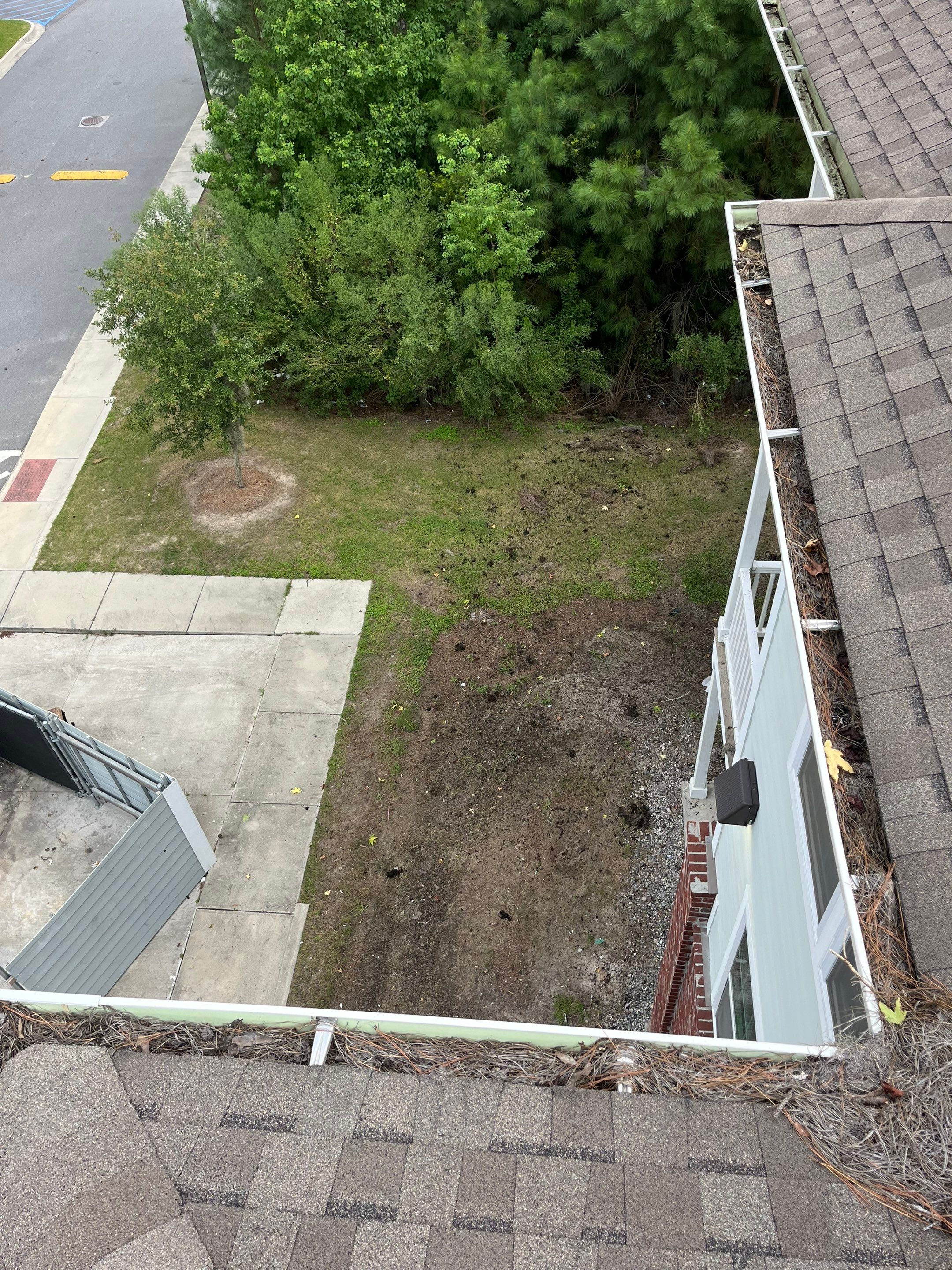 Commercial gutter cleaning Savannah, GA before photo with filled gutters