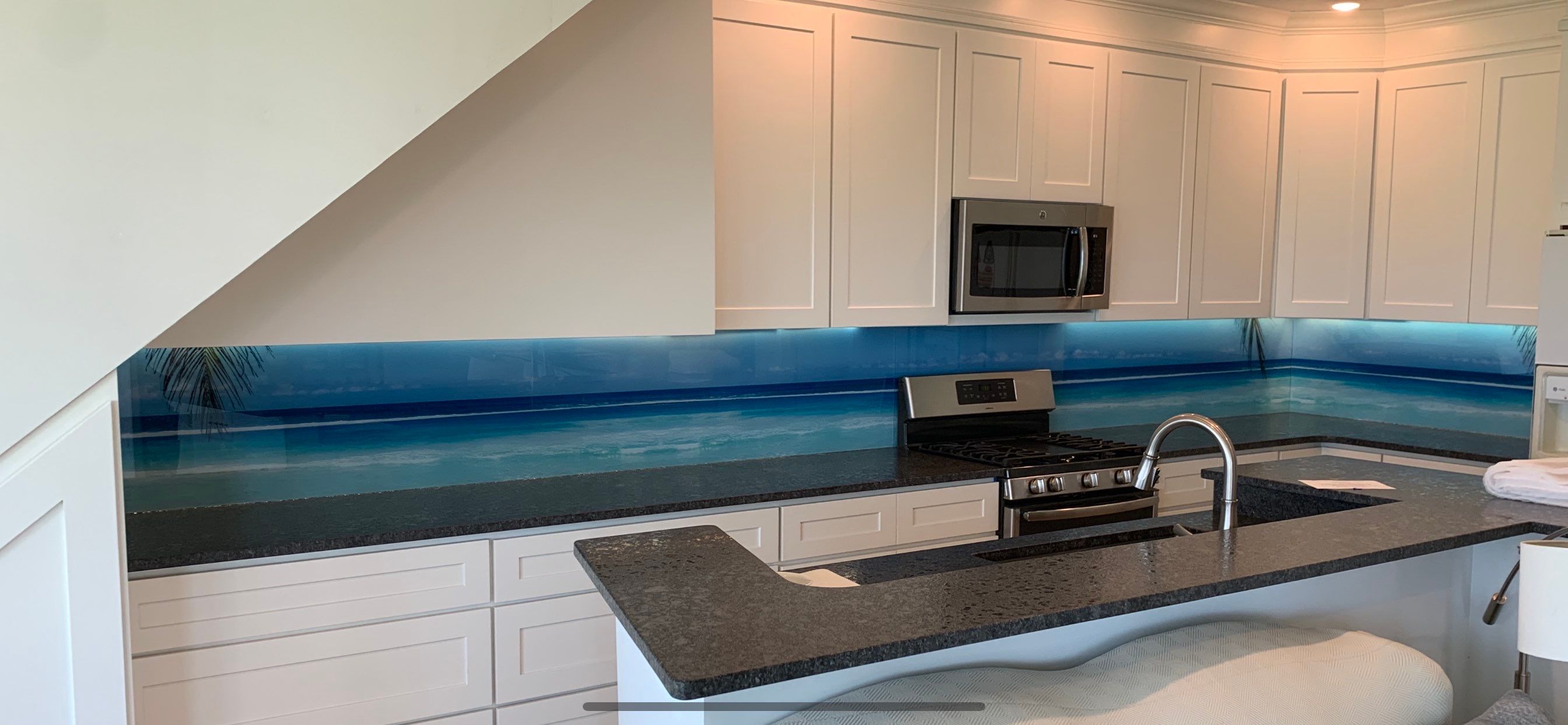 Kitchen Remodel using Maui Beach IMAGIO Solid Glass Backsplash by IMAGIO