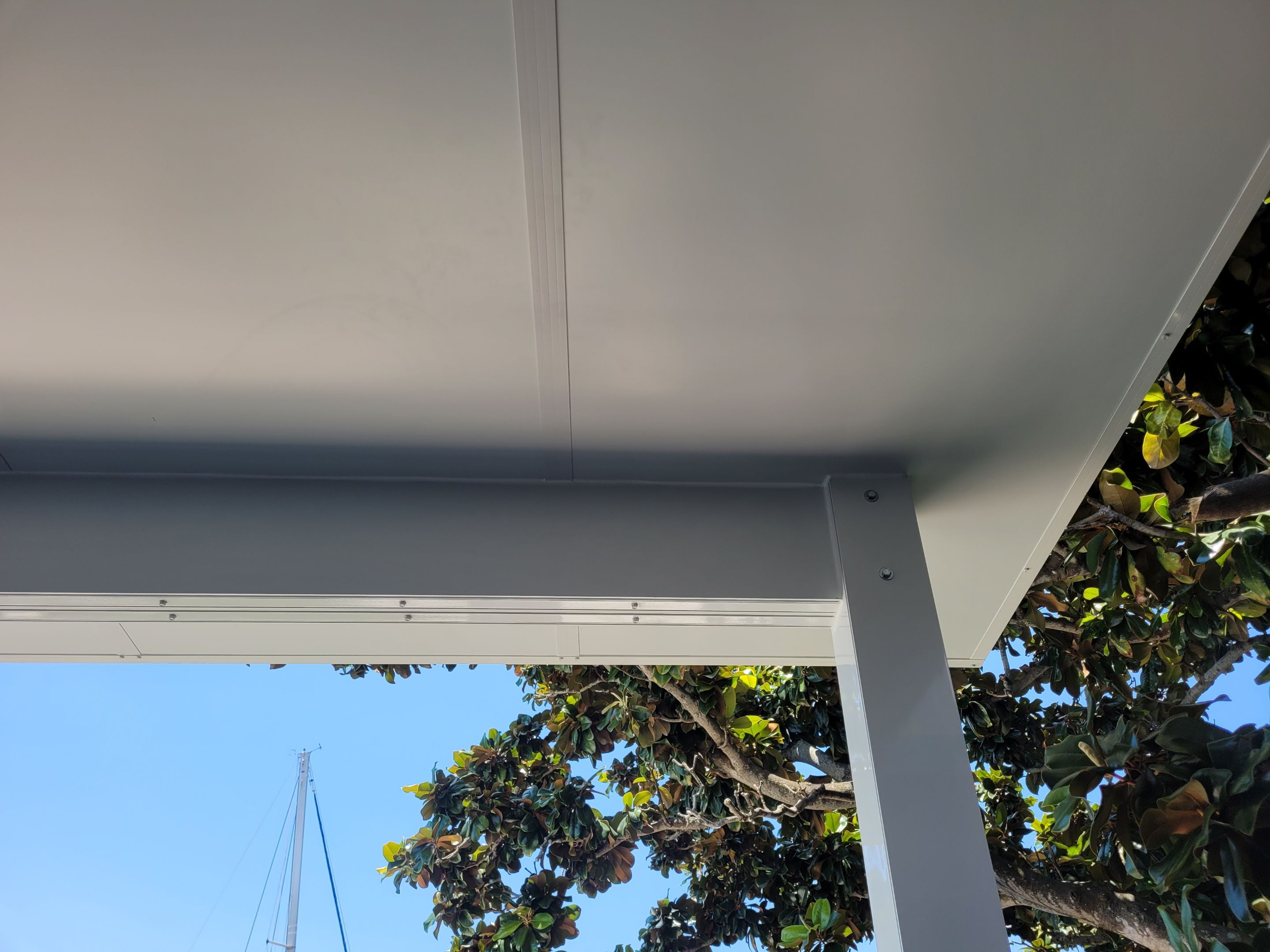 Poolside Colorbeam Patio Cover in Gulf Breeze by Titan Sunrooms