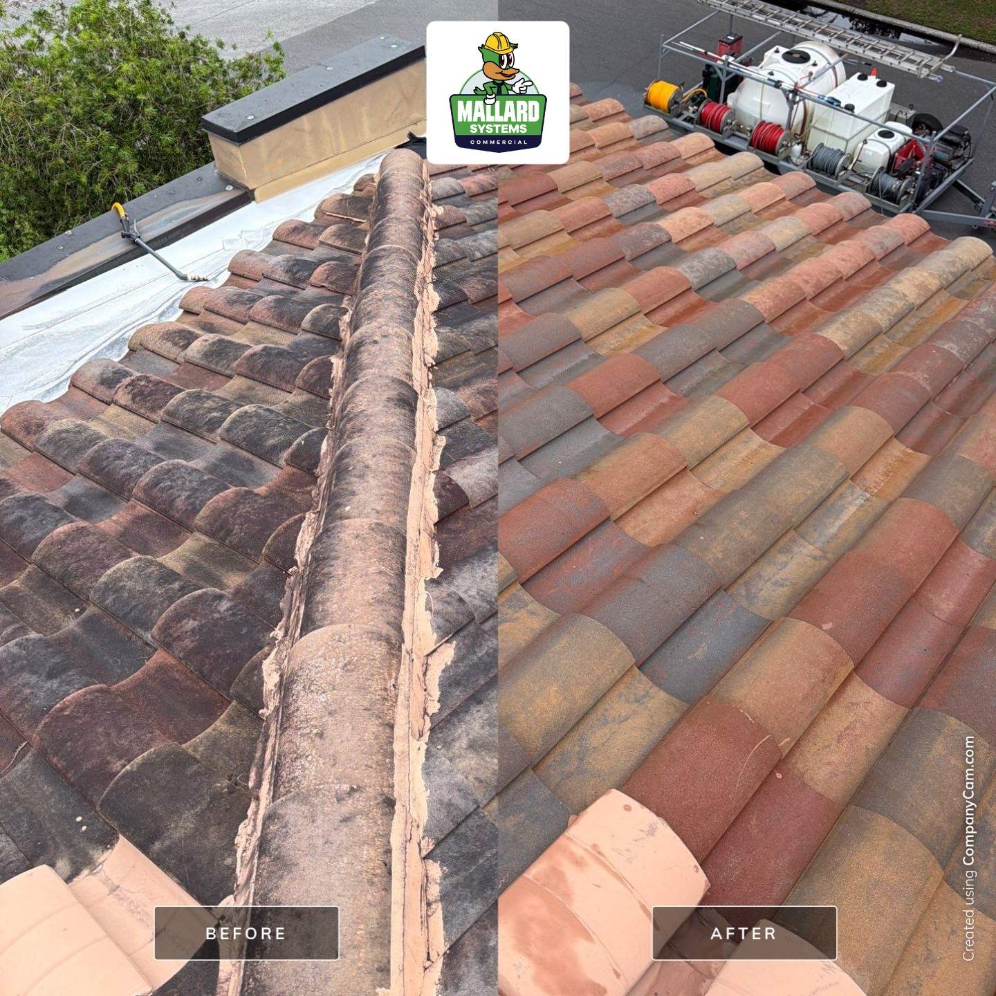 Residential Barrel Tile Roof Cleaning by Mallard Systems