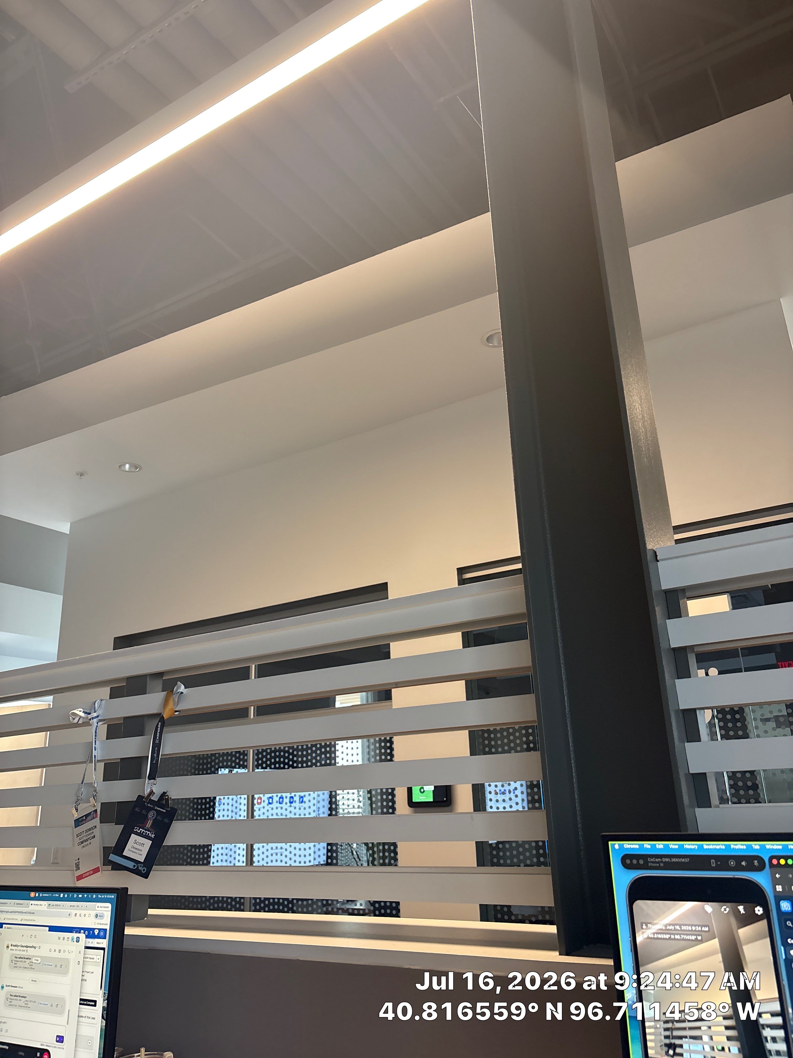 Modern Office Interior Renovation and Acoustic Baffles in Lincoln by CompanyCam Sales Demo