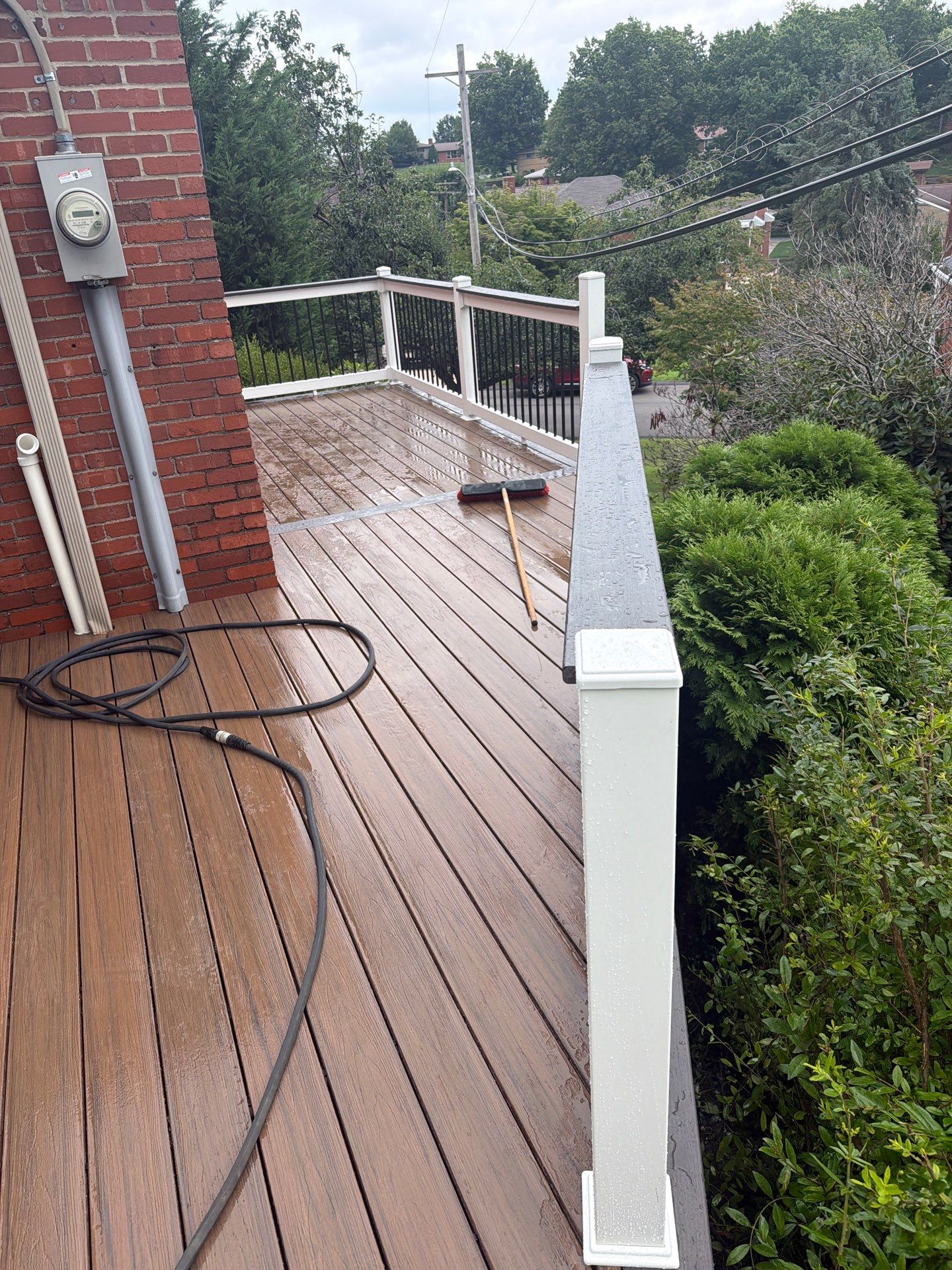 2 tone Composite Re-Deck with Vinyl Railings in Pittsburgh by Cousins Roofing Siding & Decks