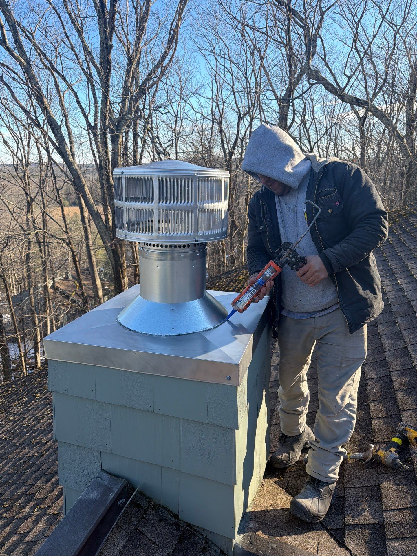 Wood Fireplace w/ Reused Stone by Neighborhood Chimney Services 