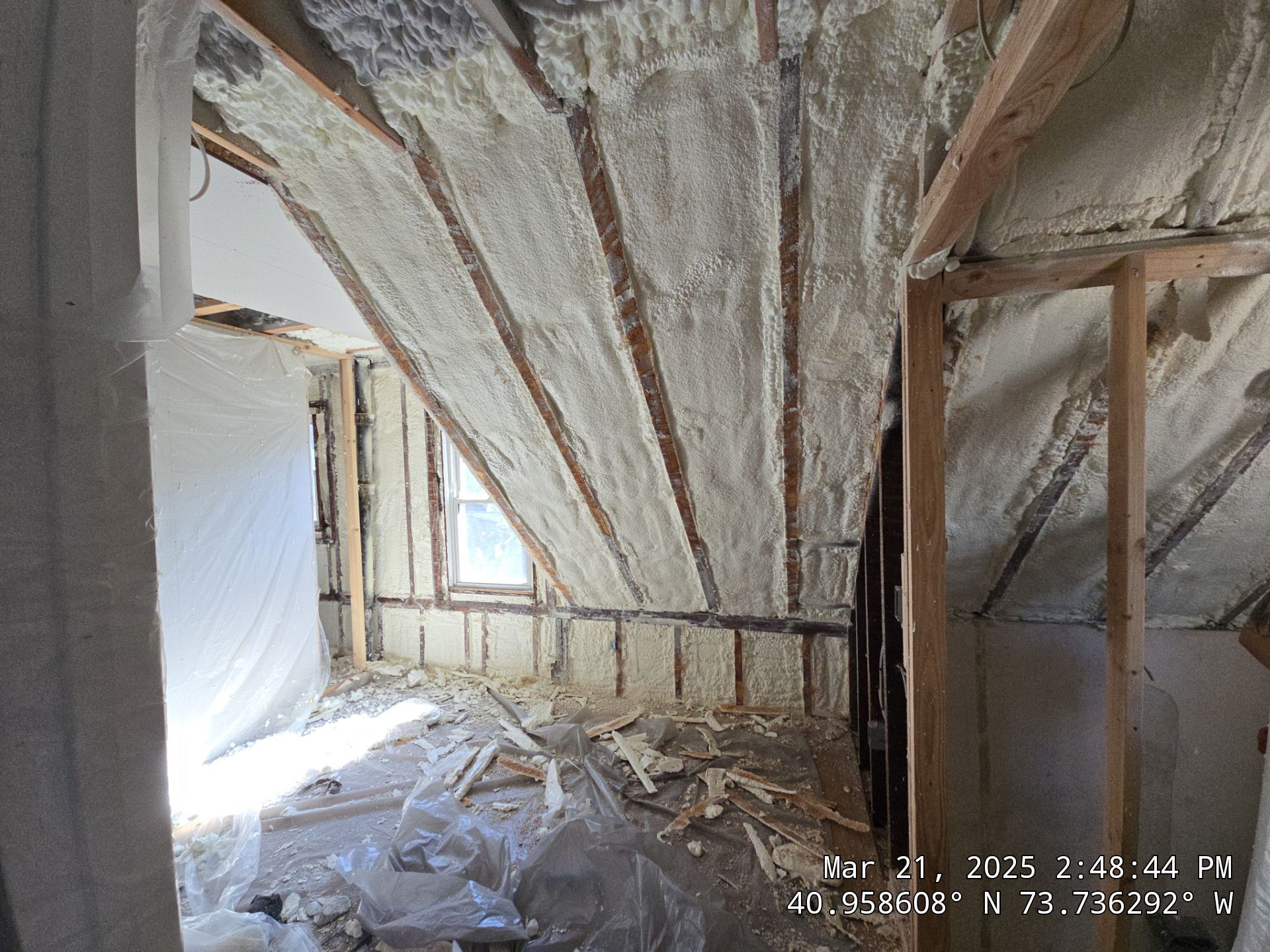 Attic Insulation using open cell spray foam by NYS Foam & Energy
