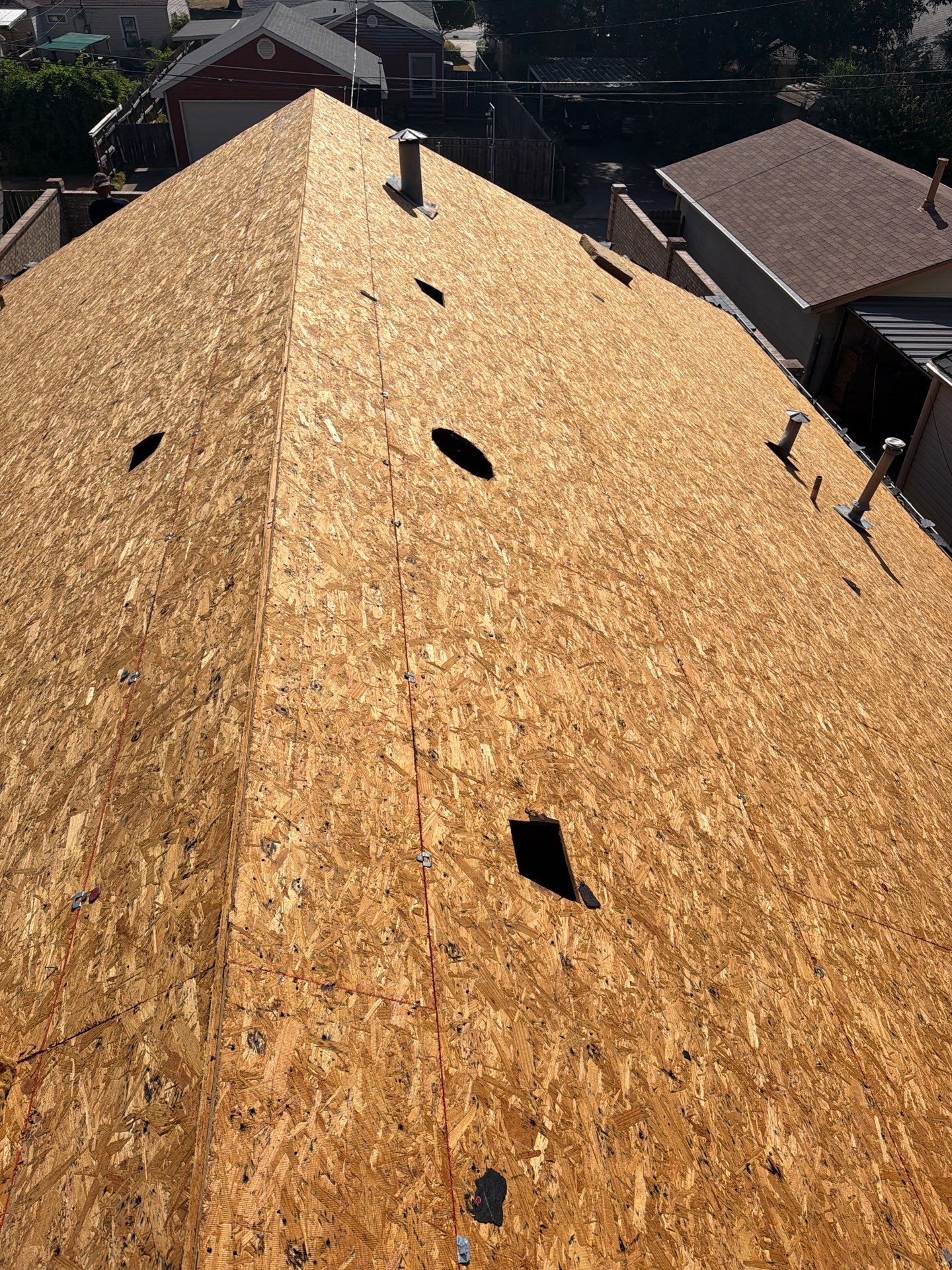 Residential Roof Replacement Featuring New OSB Sheathing in Wichita Falls by Shearman Roofing & Construction