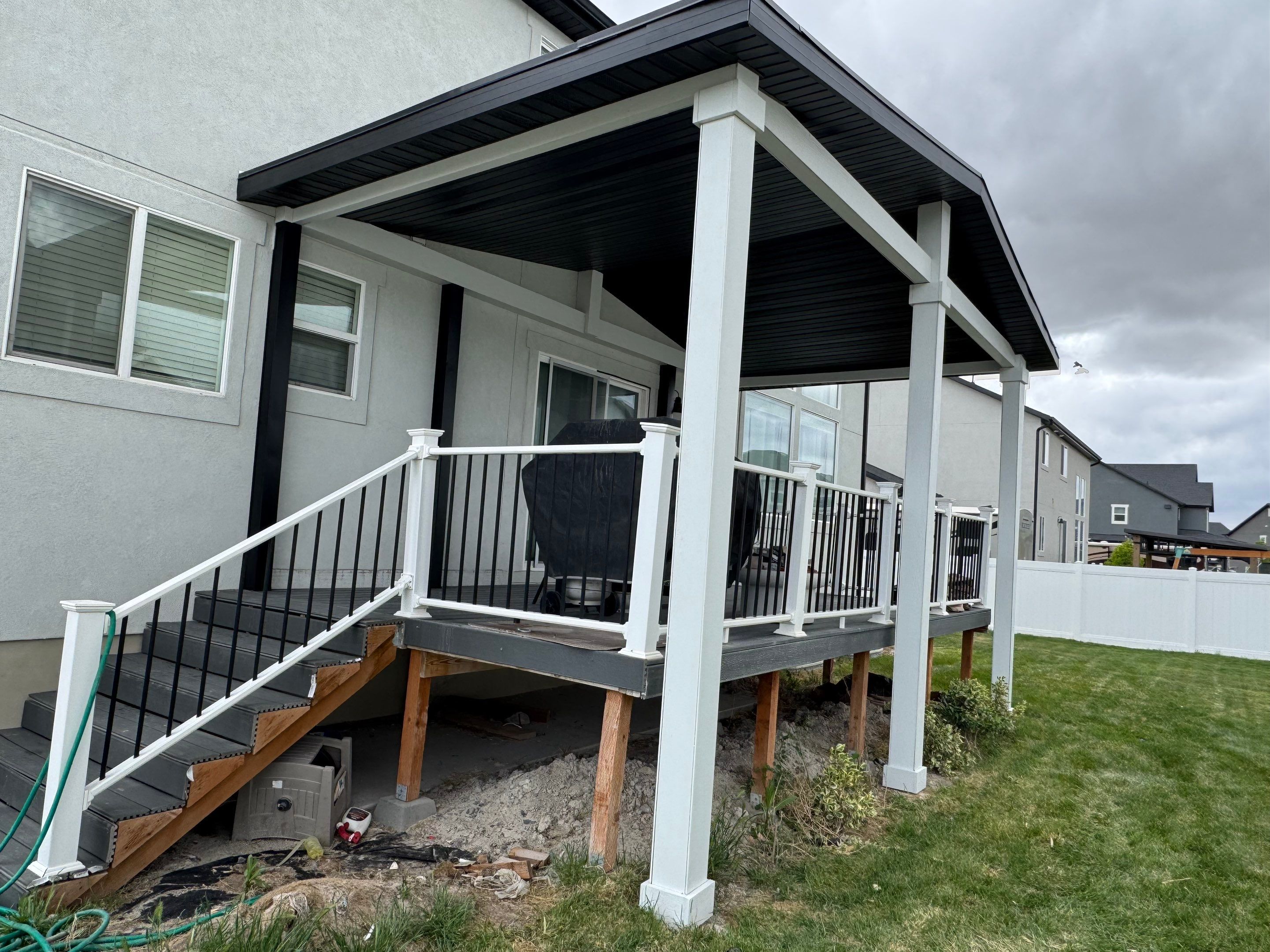 Eagle Mountain | Custom Post & Beam Wraps | Arctic White & Black by Ideal Siding Utah