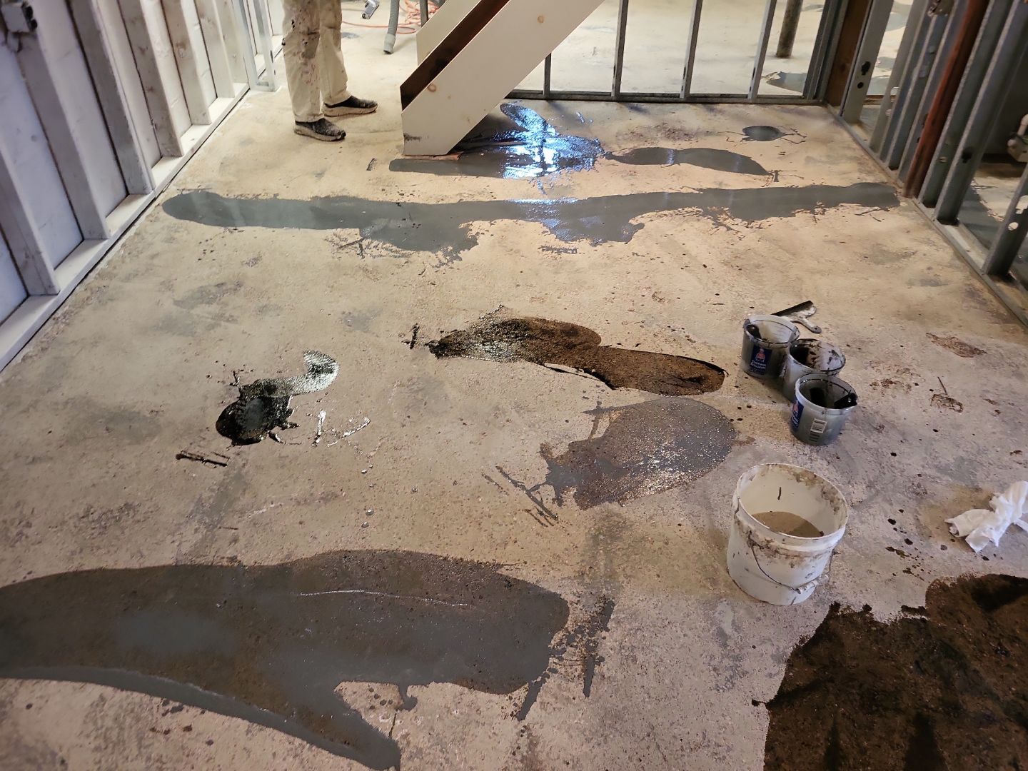 Basement Concrete Floor Coating with Penntek Flake System by Spectrum Painting, LLC