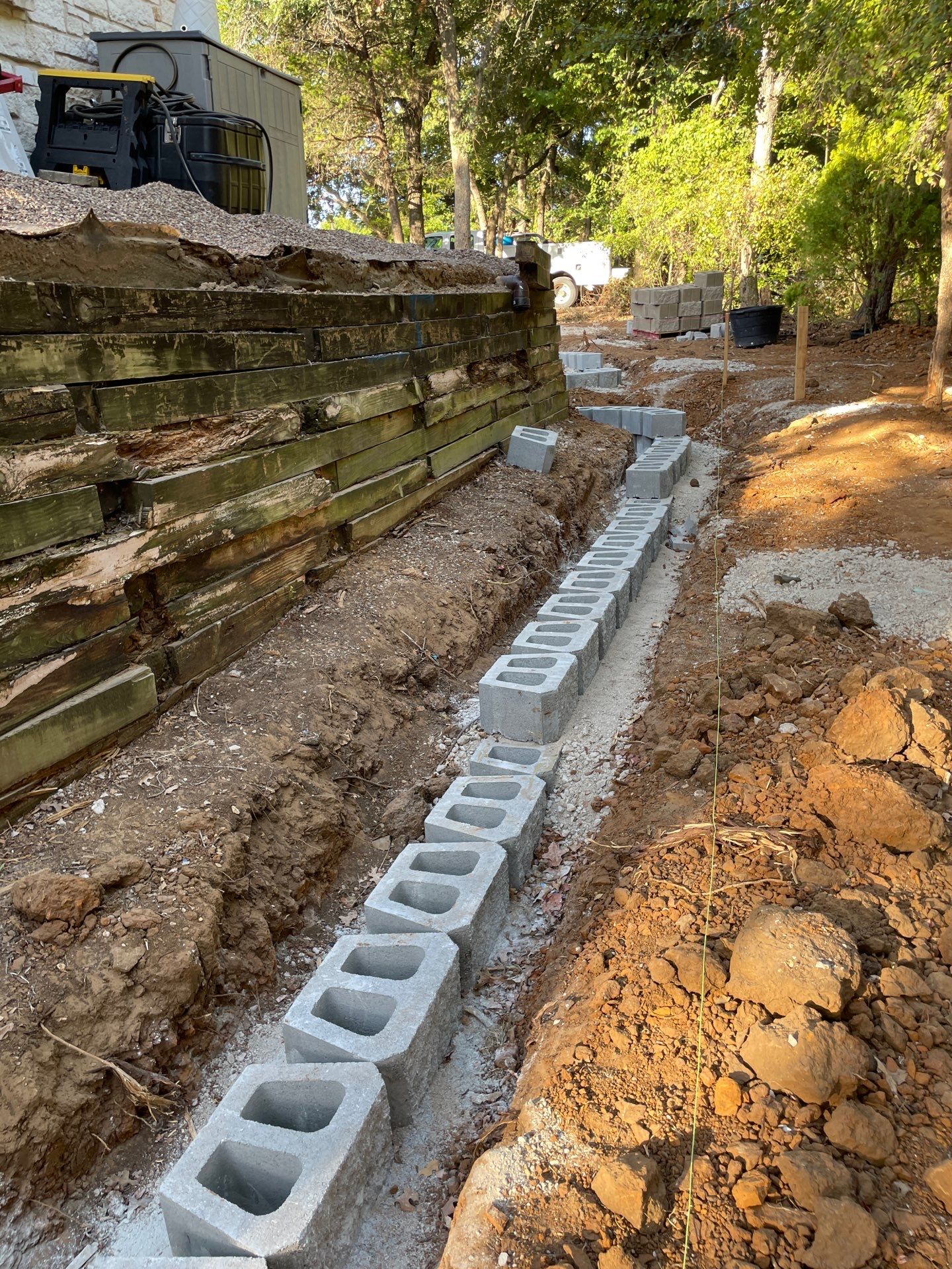 In Progress Retaining Wall Project by Peterson’s