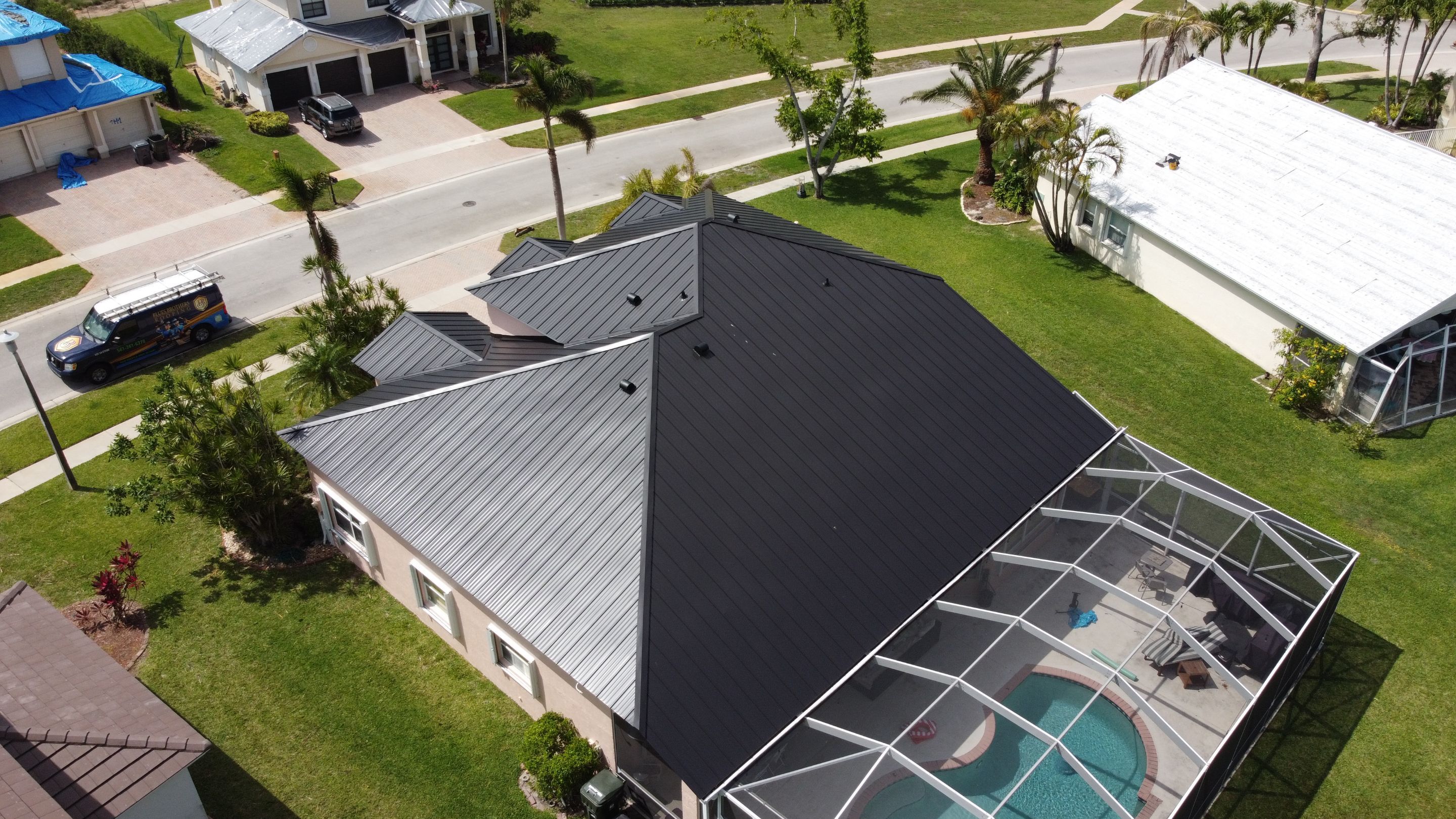 Residential Roofing Installation using 1" Nail strip metal roof by BLUES BROTHERS CONSTRUCTION CORP