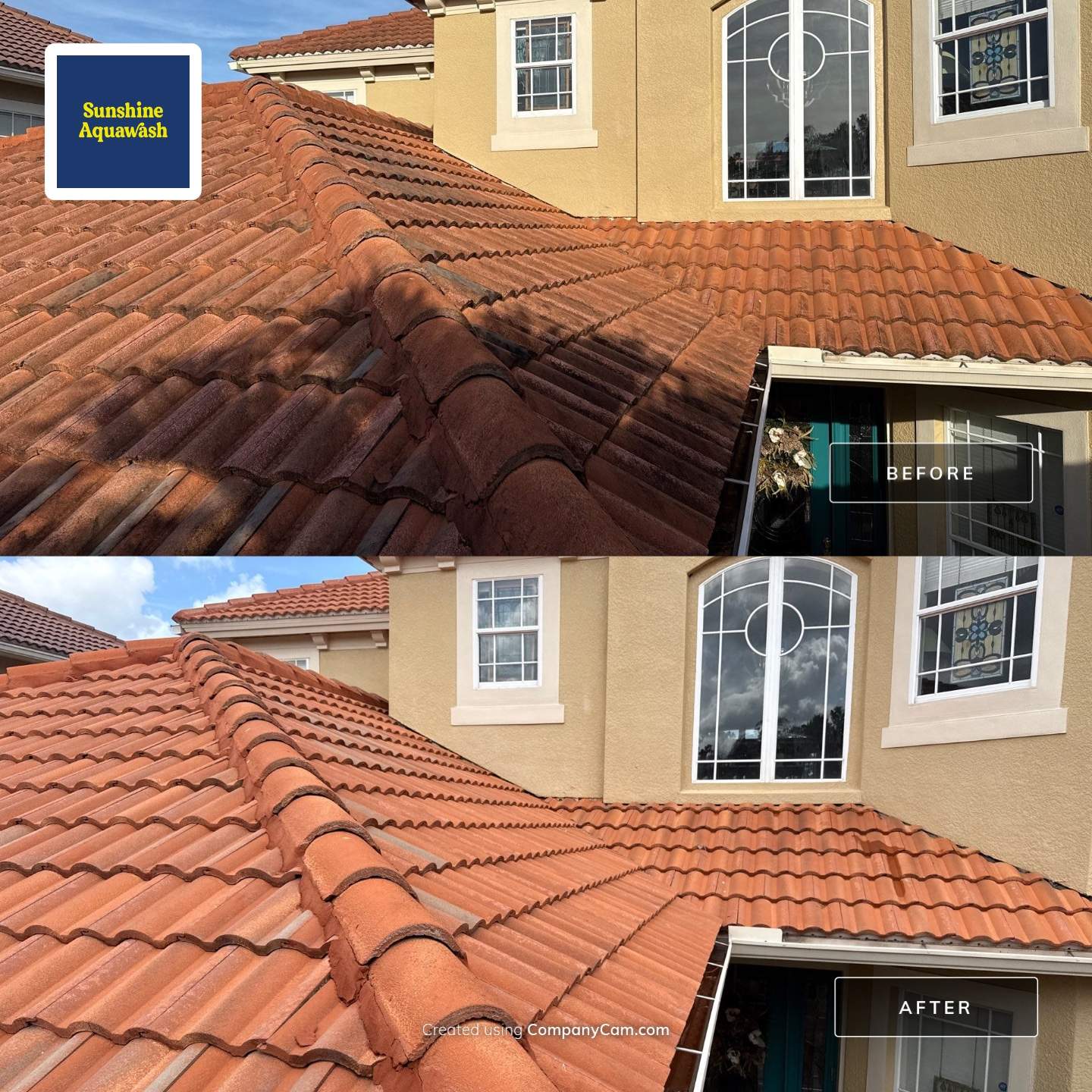Soft Wash Tile Roof Cleaning in Sonoma Community, Sarasota, FL by Sunshine AquaWash