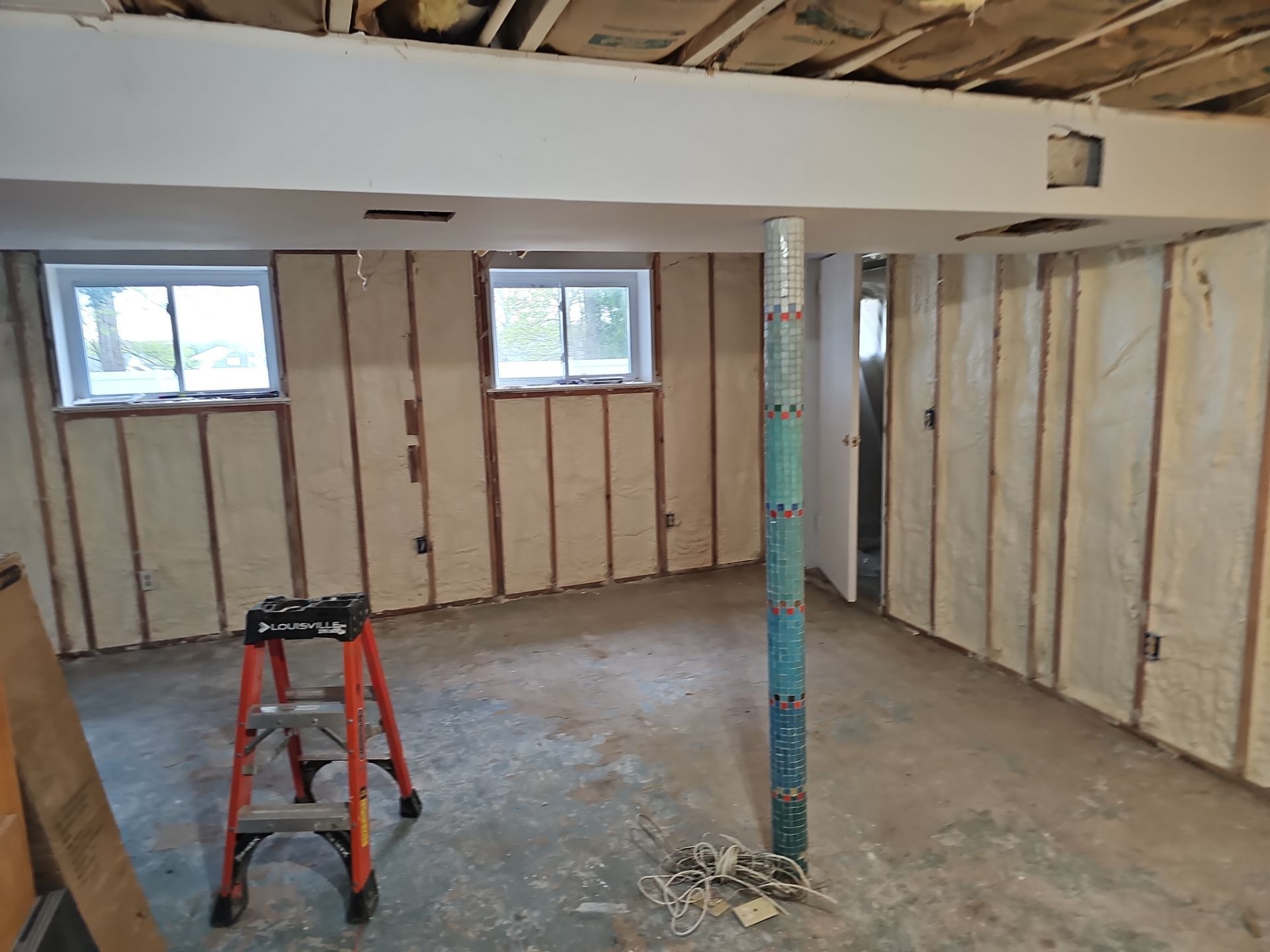 Basement Exterior Walls using Closed Cell Spray Foam by NYS Foam & Energy