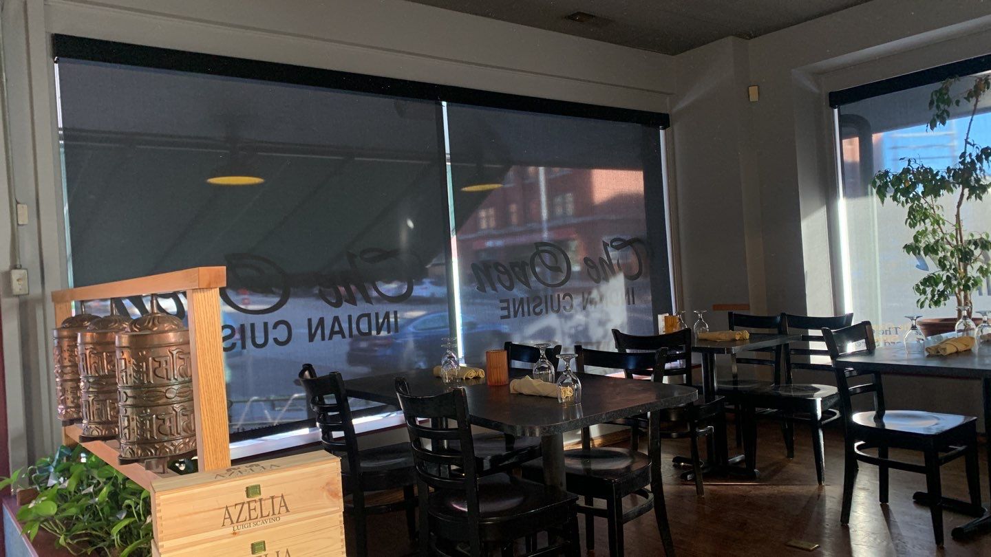 Screen Shades at The Oven in Downtown Lincoln by Custom Blinds & Design