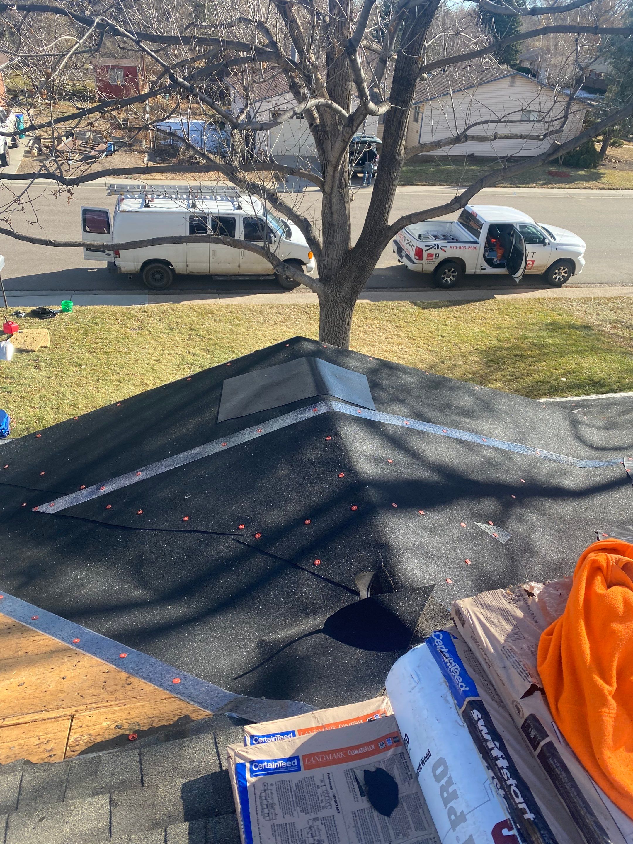 Resdiental Hail Damage Roof Replacement  using Certainteed Northgate Class 4 Impact Resistant "Weathered Wood" color by Black Belt Roofing 