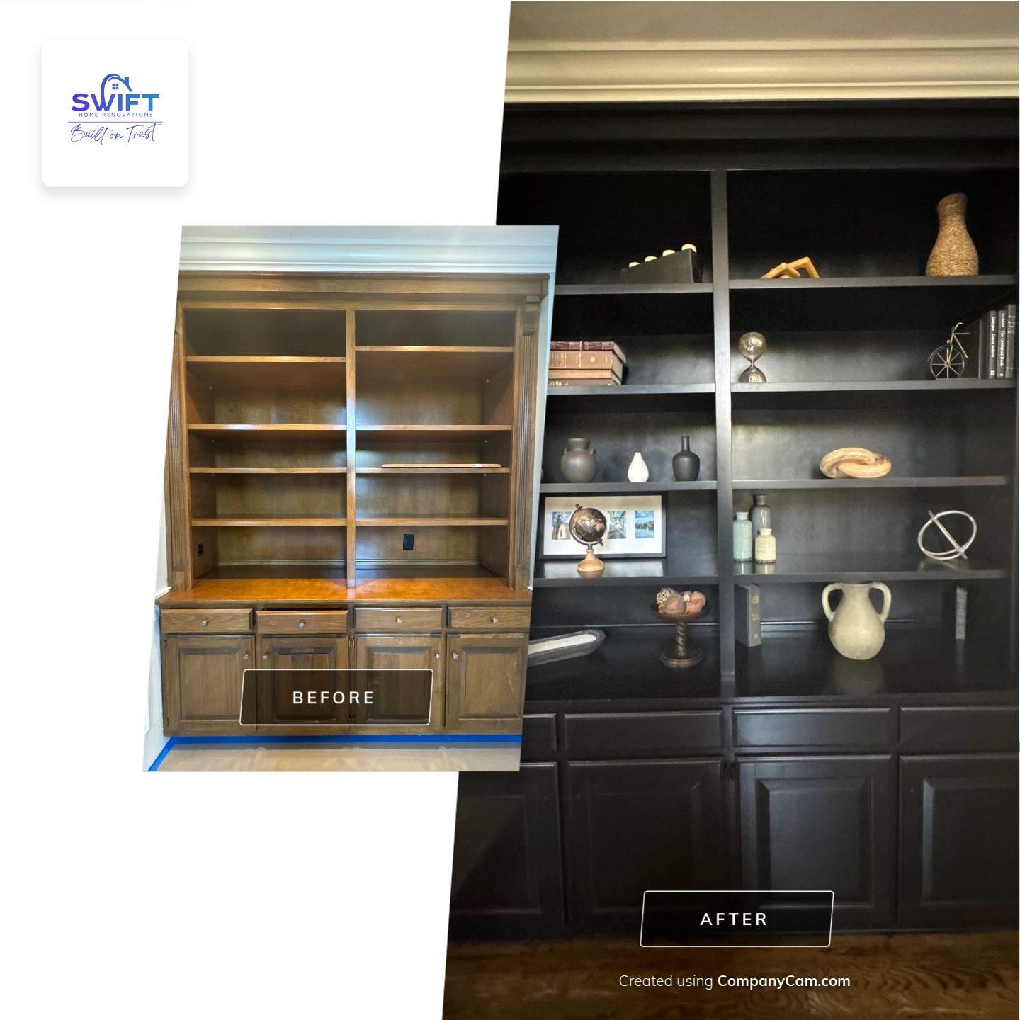 Dark Walnut Hardwood Floor Refinishing and Cabinet Painting in Atlanta by Swift Home Renovations