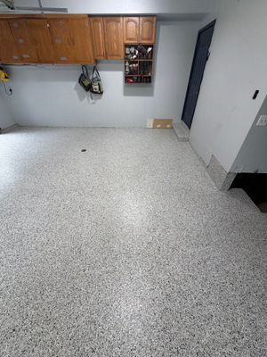 Custom Speckled Epoxy Flake Floor Installation in Grand Haven