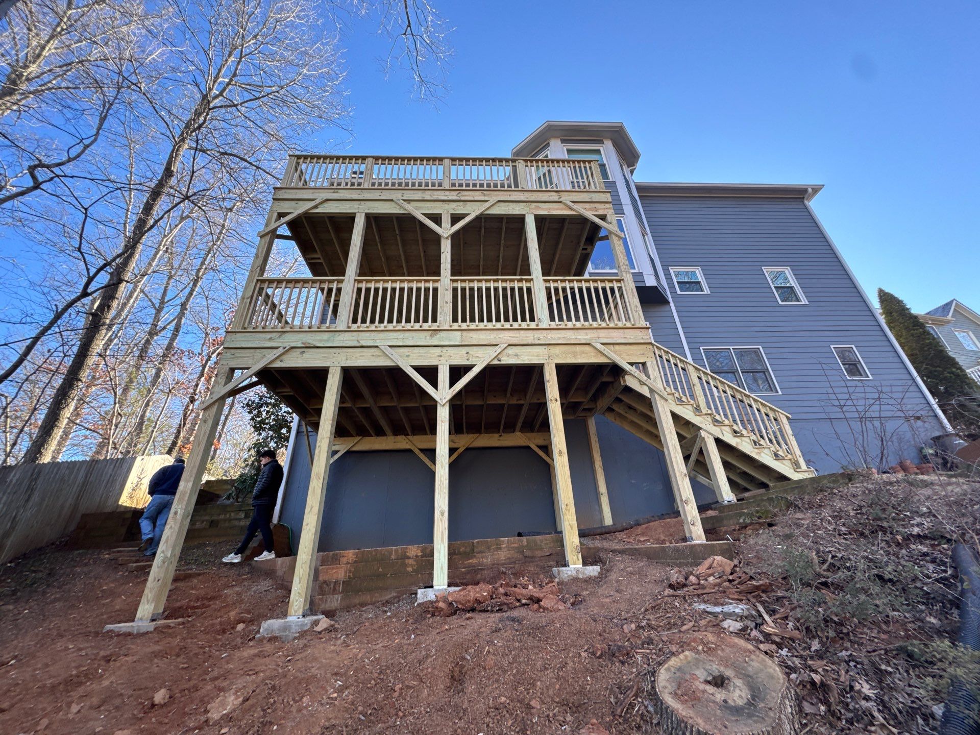 Two-Story Pressure-Treated Wood Deck Installation in Acworth, Georgia by Swift Home Renovations