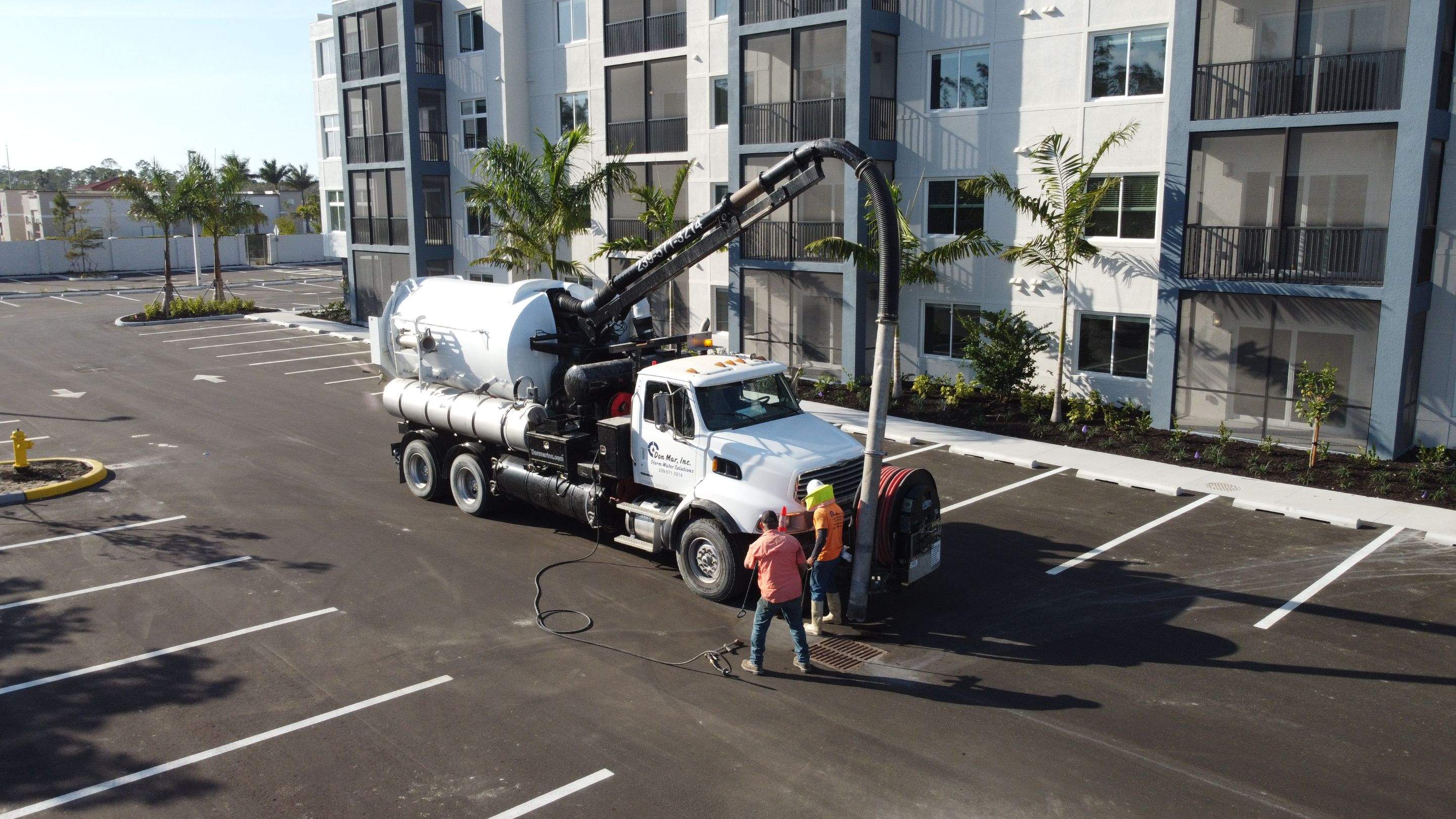 New Construction Apartment Complex Stormwater System and Sewer System Cleaning by Don Mar, Inc. Storm Water Solutions