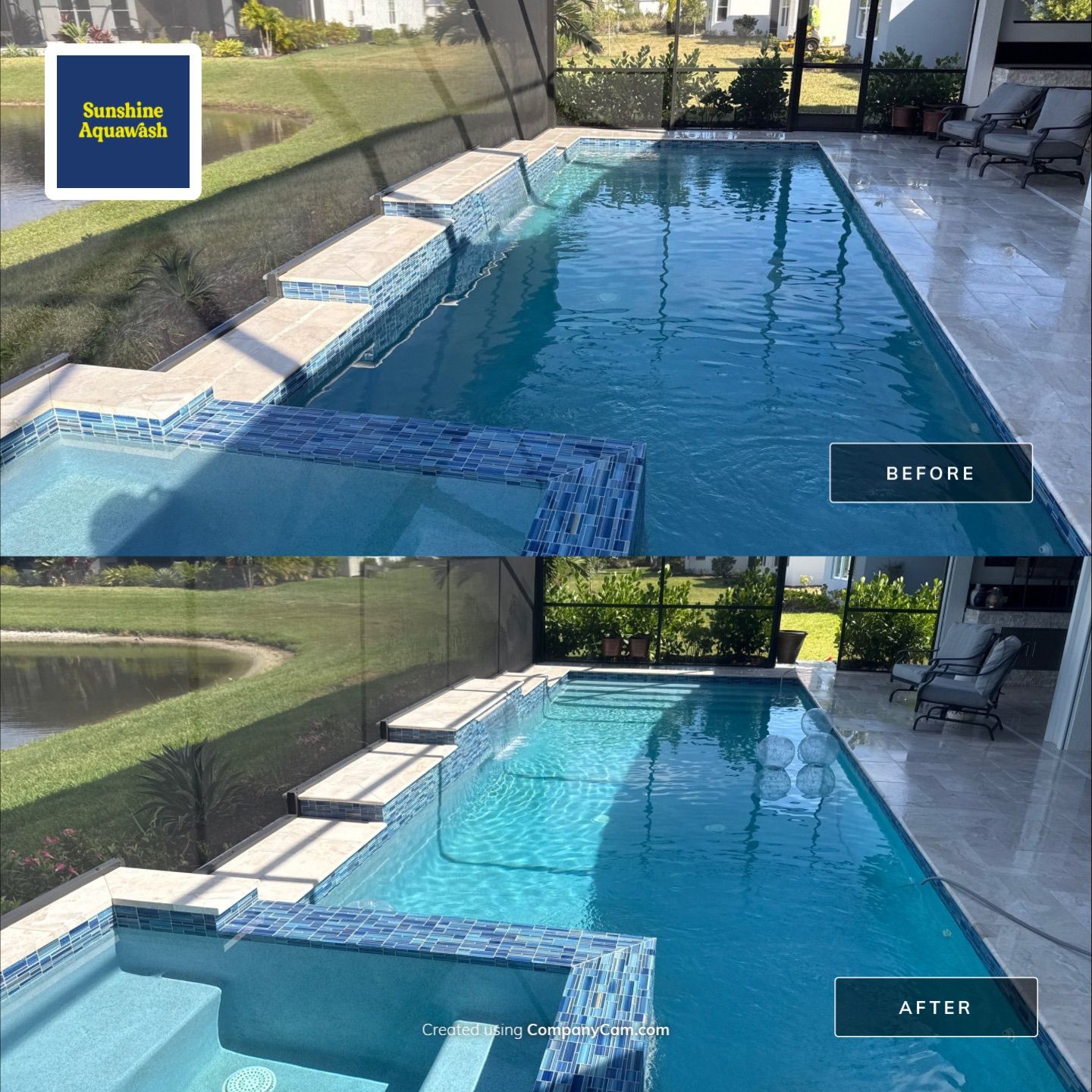 Paver Pool Deck Cleaning in Esplanade at Artisan Lakes – Palmetto, FL by Sunshine AquaWash