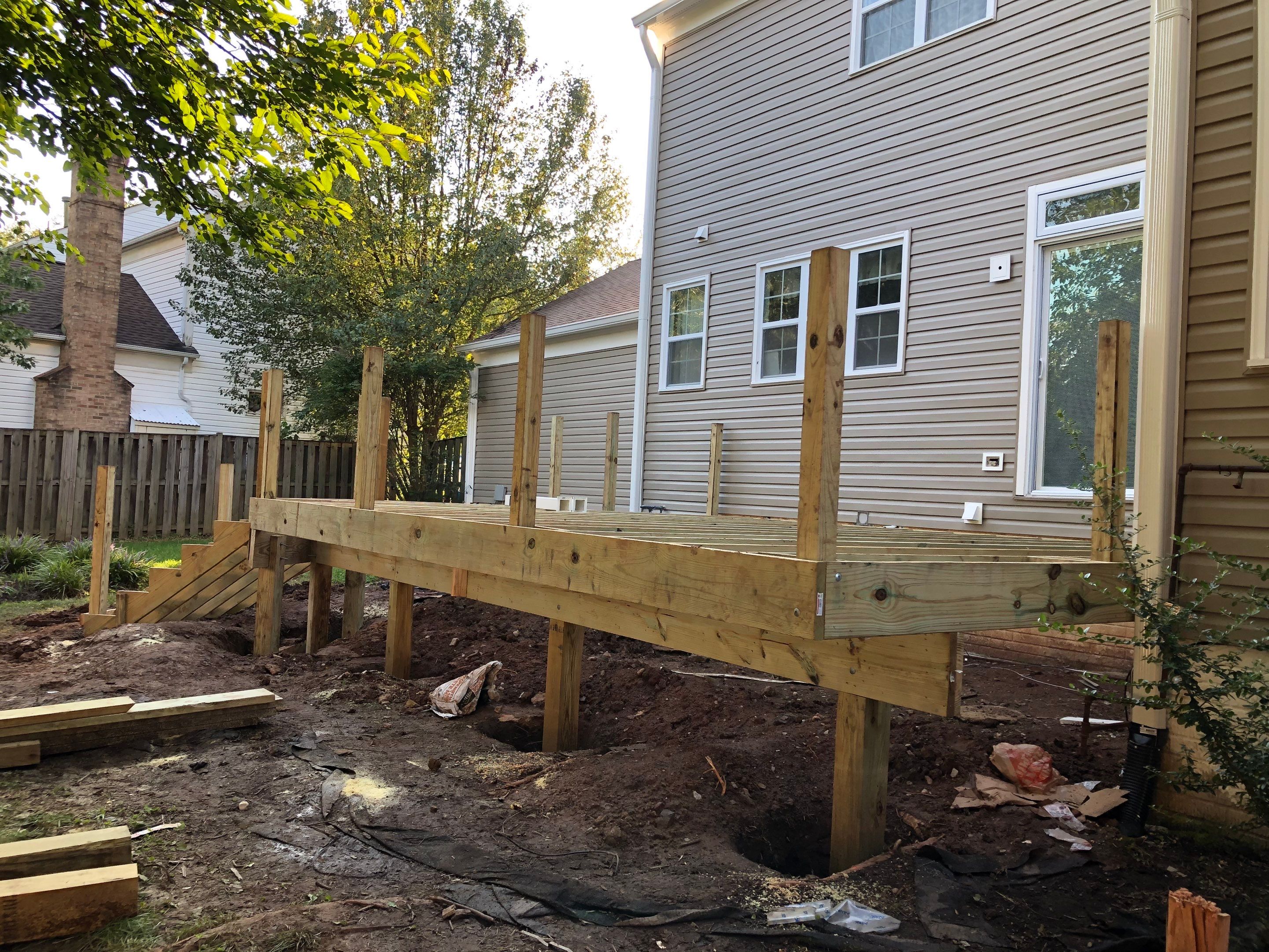 Deck Installation using Trex Rocky Harbor Decking by RJC General Construction, LLC.