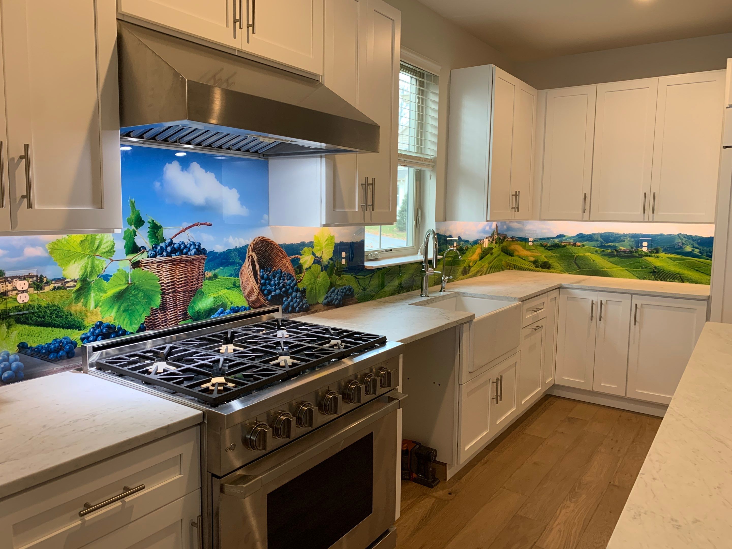 Kitchen Remodel using Italian Vinyard IMAGIO Solid Glass Backsplash by IMAGIO