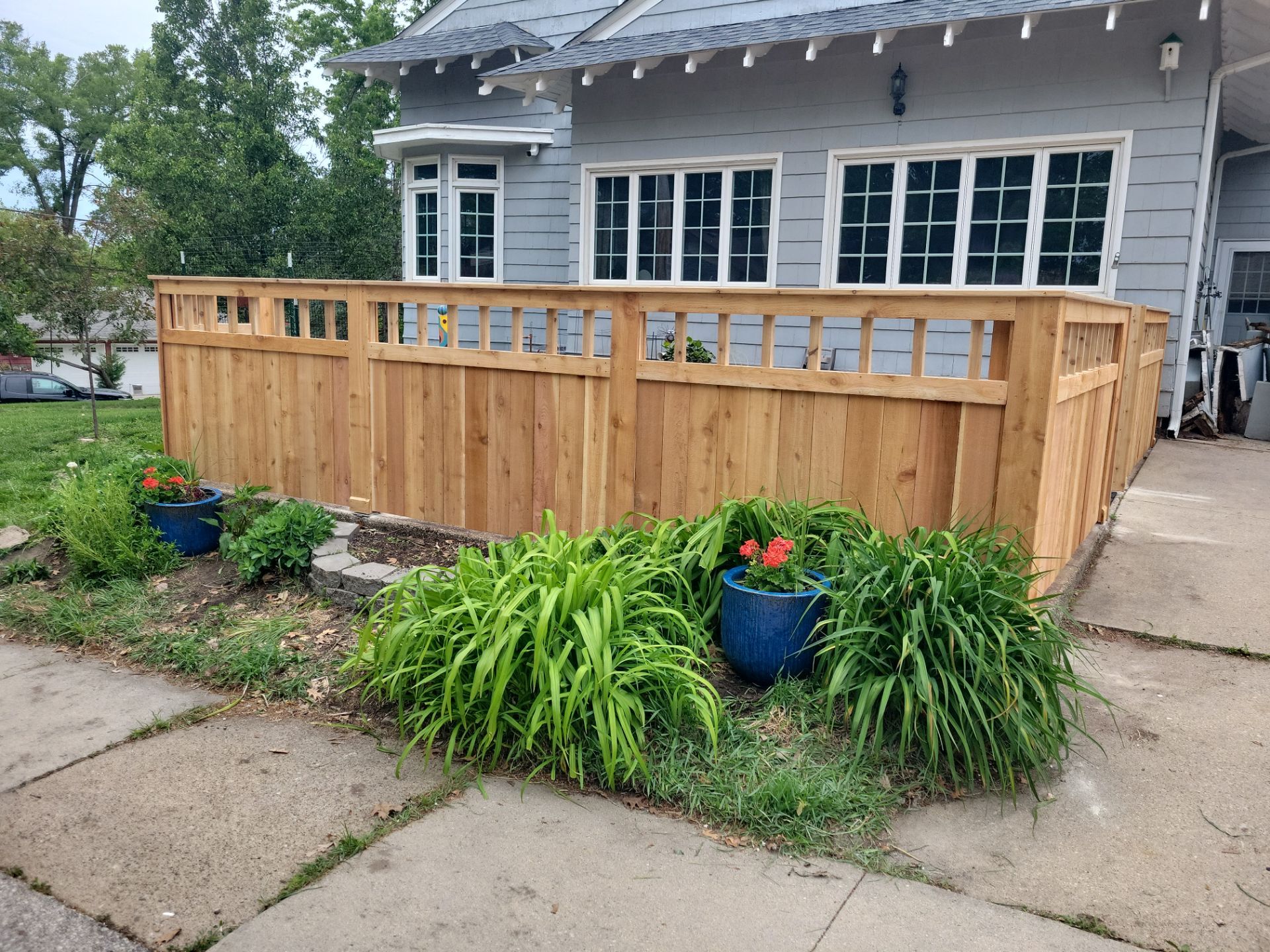 Custom Cedar Patio Fence in Waterloo by Perfect Picket Fence and Stain