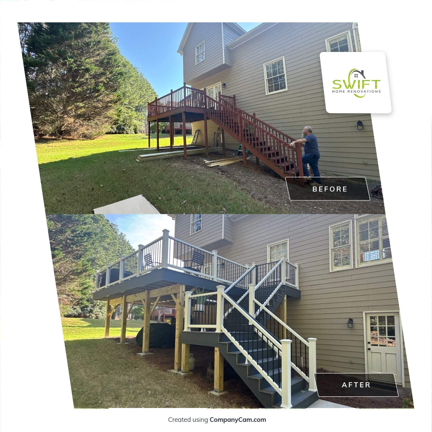 Elevated Multi-Level Composite Deck Replacement in Duluth, Georgia by Swift Home Renovations