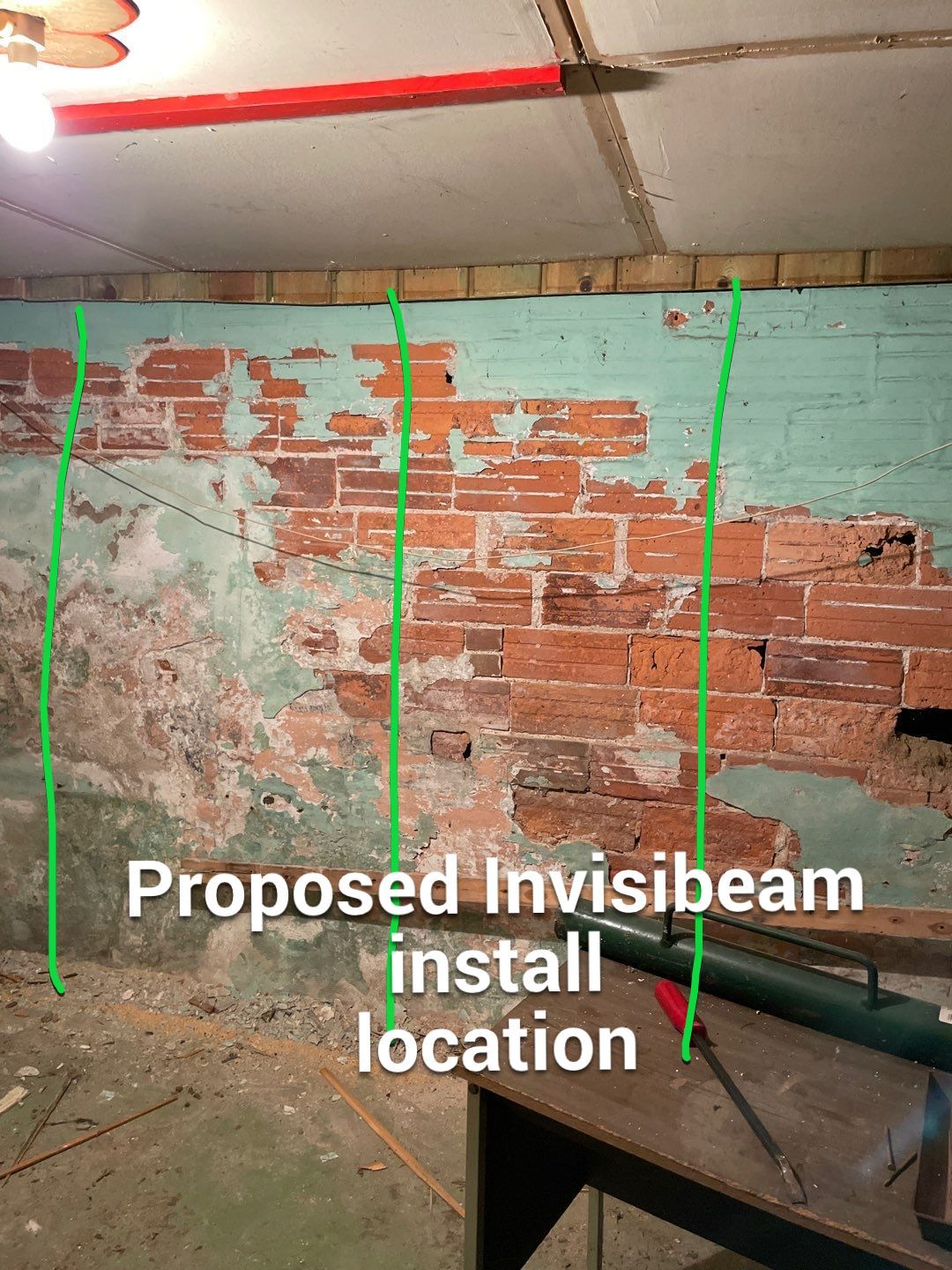 Wall repair with Fortress Invisibeams by ACE Waterproofing & Basement Solutions