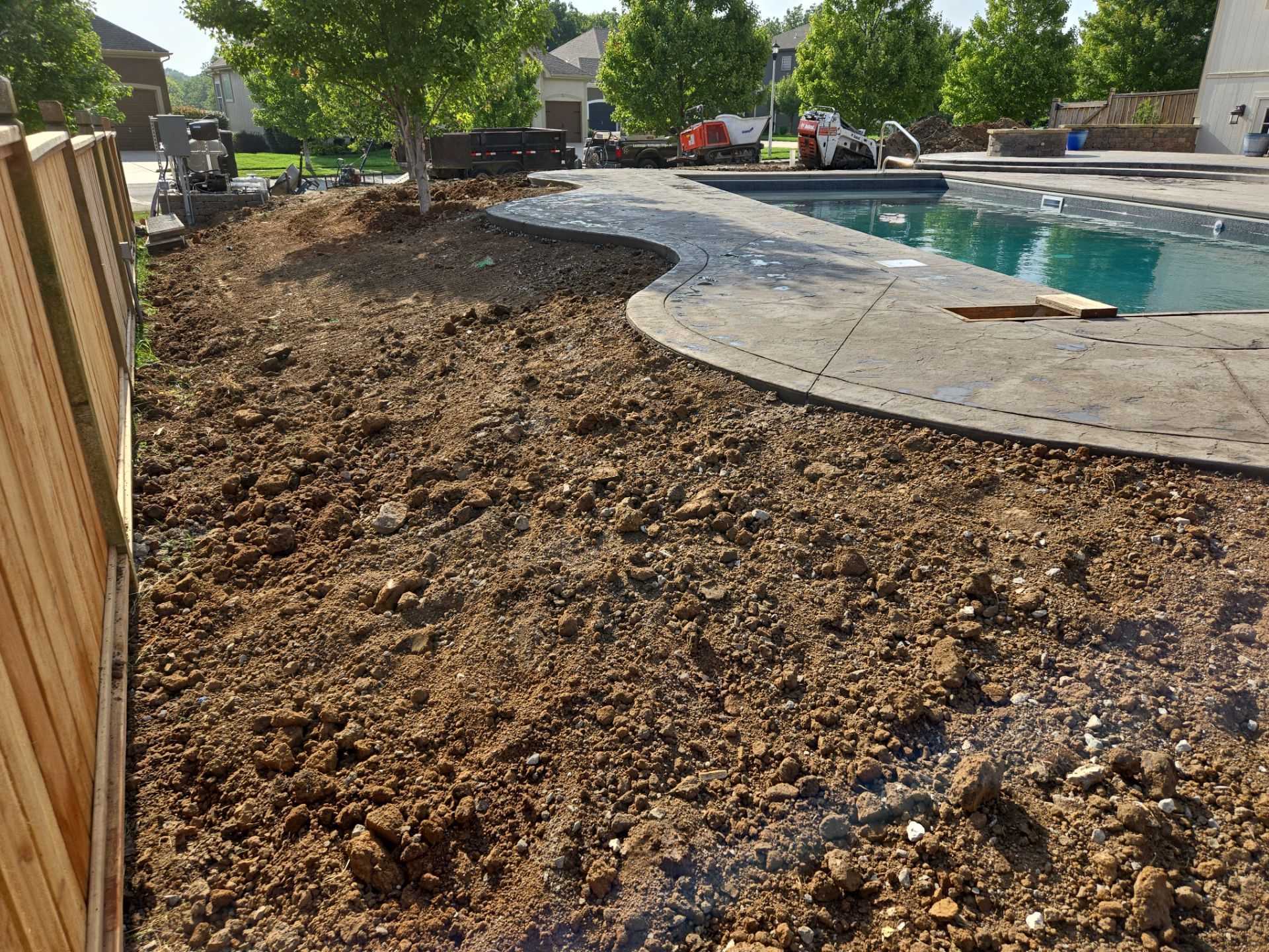 Back Yard Pool Patio by LAND ESCAPES LLC