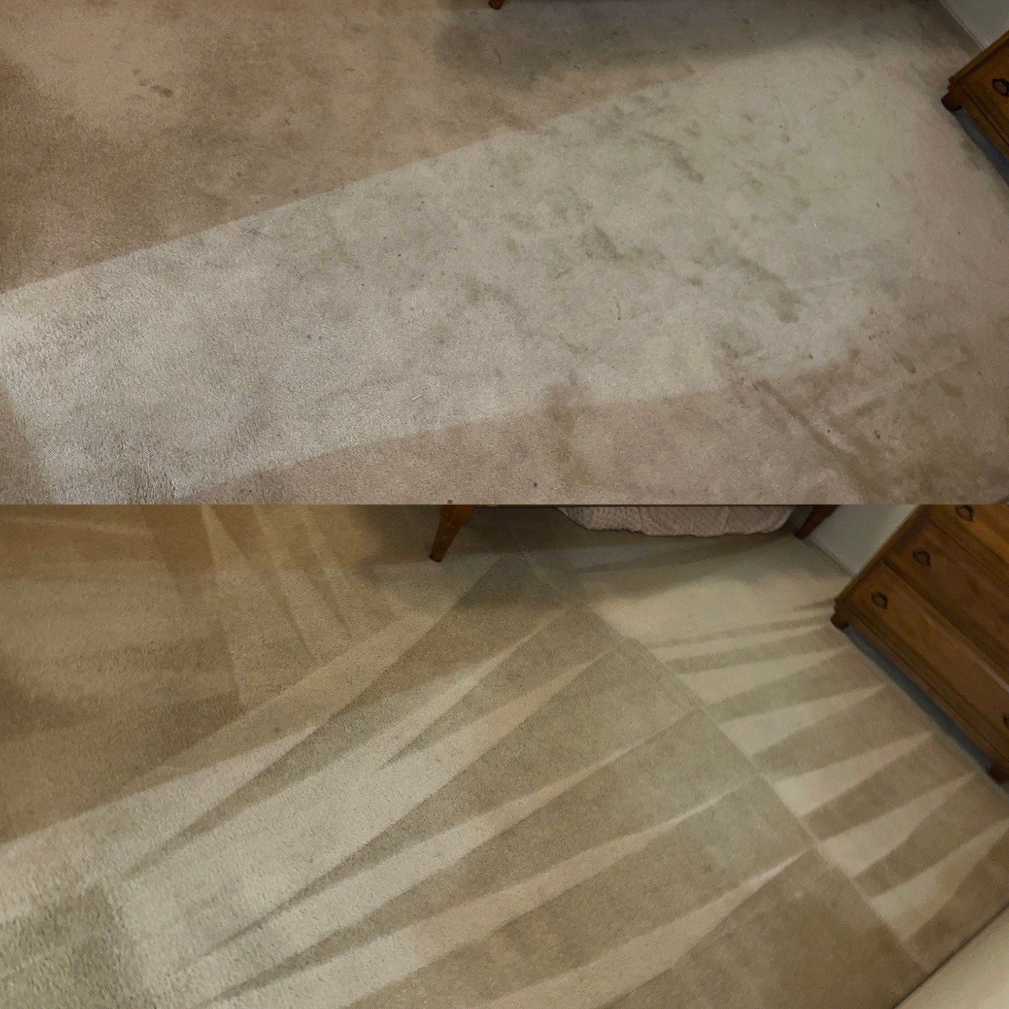 carpet cleaning showing a dramatic before and after effect the carpet has been thoroughly cleaned and looks much newer