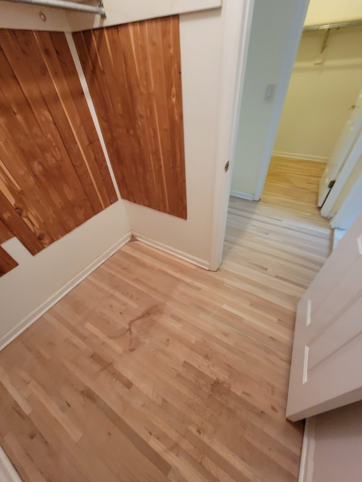 Red Oak refinished with DuraSeal Jacobean Stain and Bona Semi Gloss by Footprints Floors Morristown