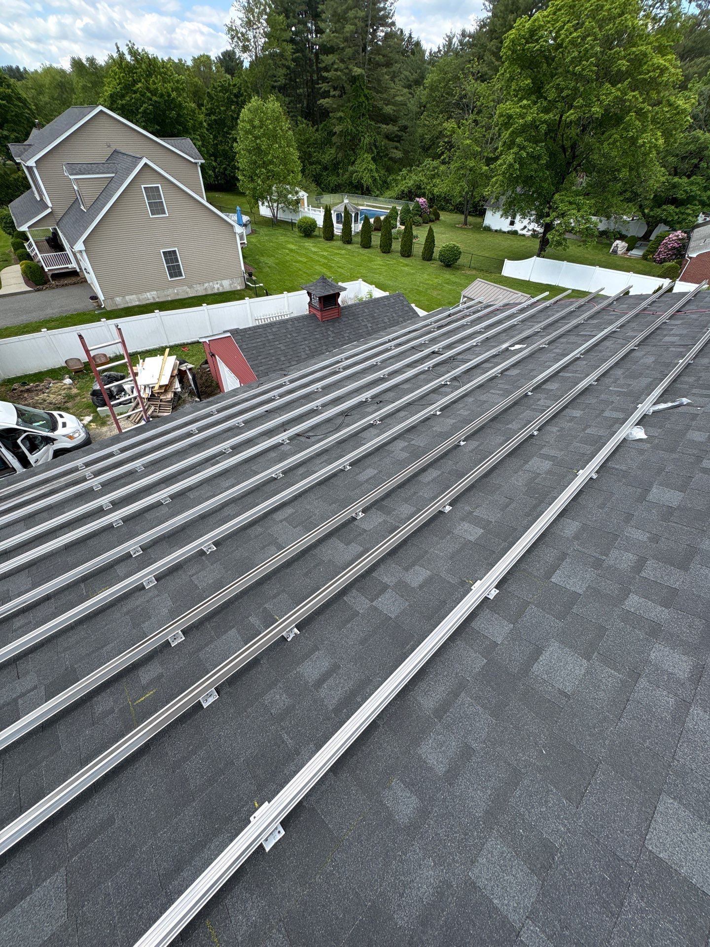 Solar Removal, Reinstall & Full Roof Replacement in Wilbraham, MA – Owens Corning Duration, Onyx Black by JOHNNYS PRO