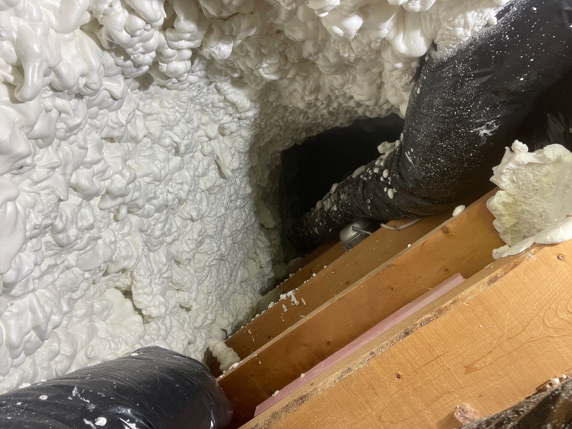 Attic Insulation using open cell spray foam by NYS Foam & Energy