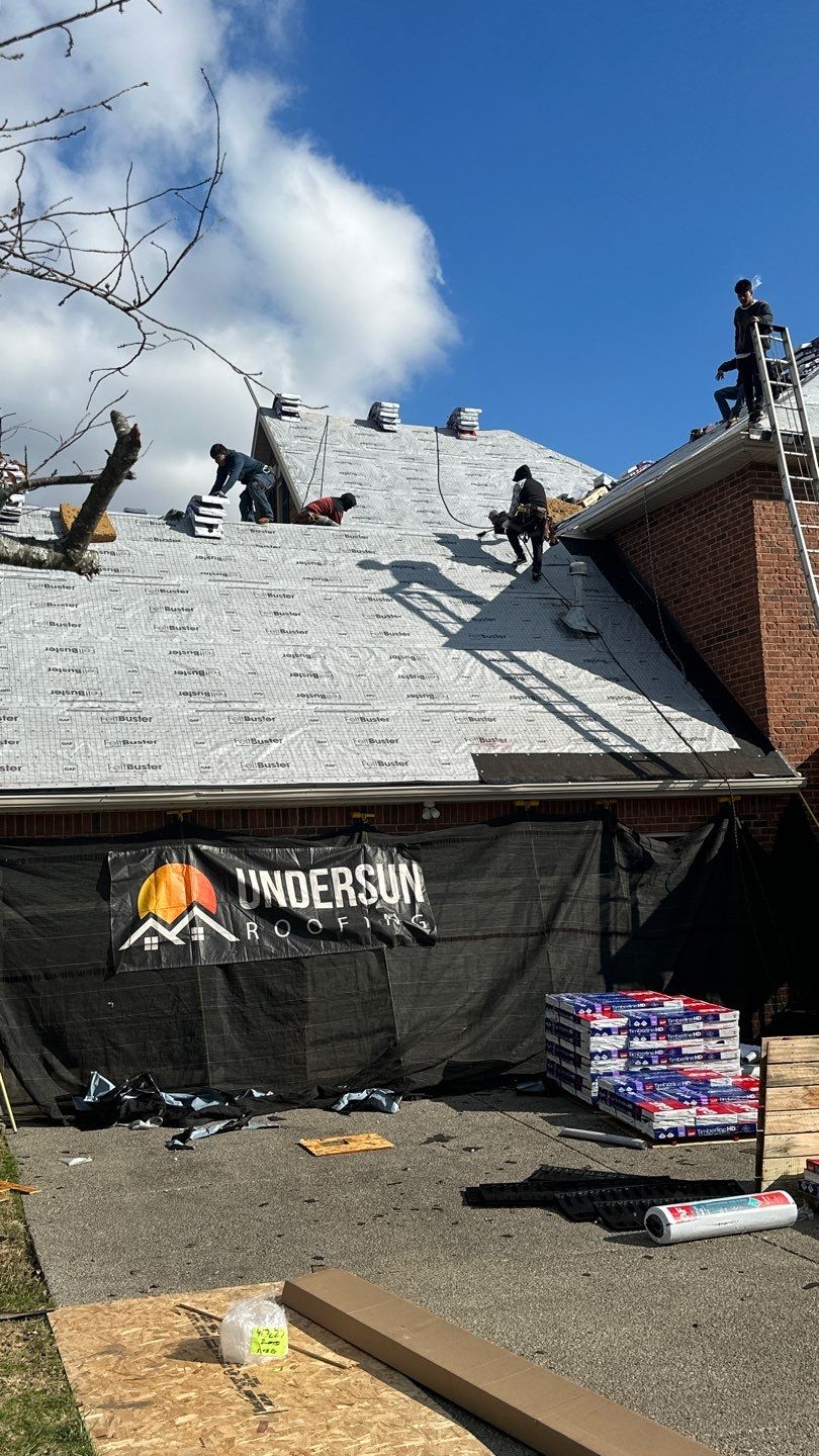 Residential Roofing Installation using GAF Timberline HDZ Weathered Wood Shingles by Undersun Roofing 