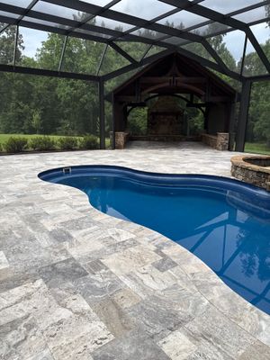 Travertine Patio and Natural Stone Spa in Brantley