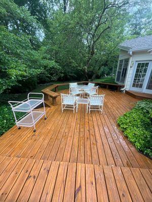 Wood cleaning and staining using Algaecide, soft wash soap