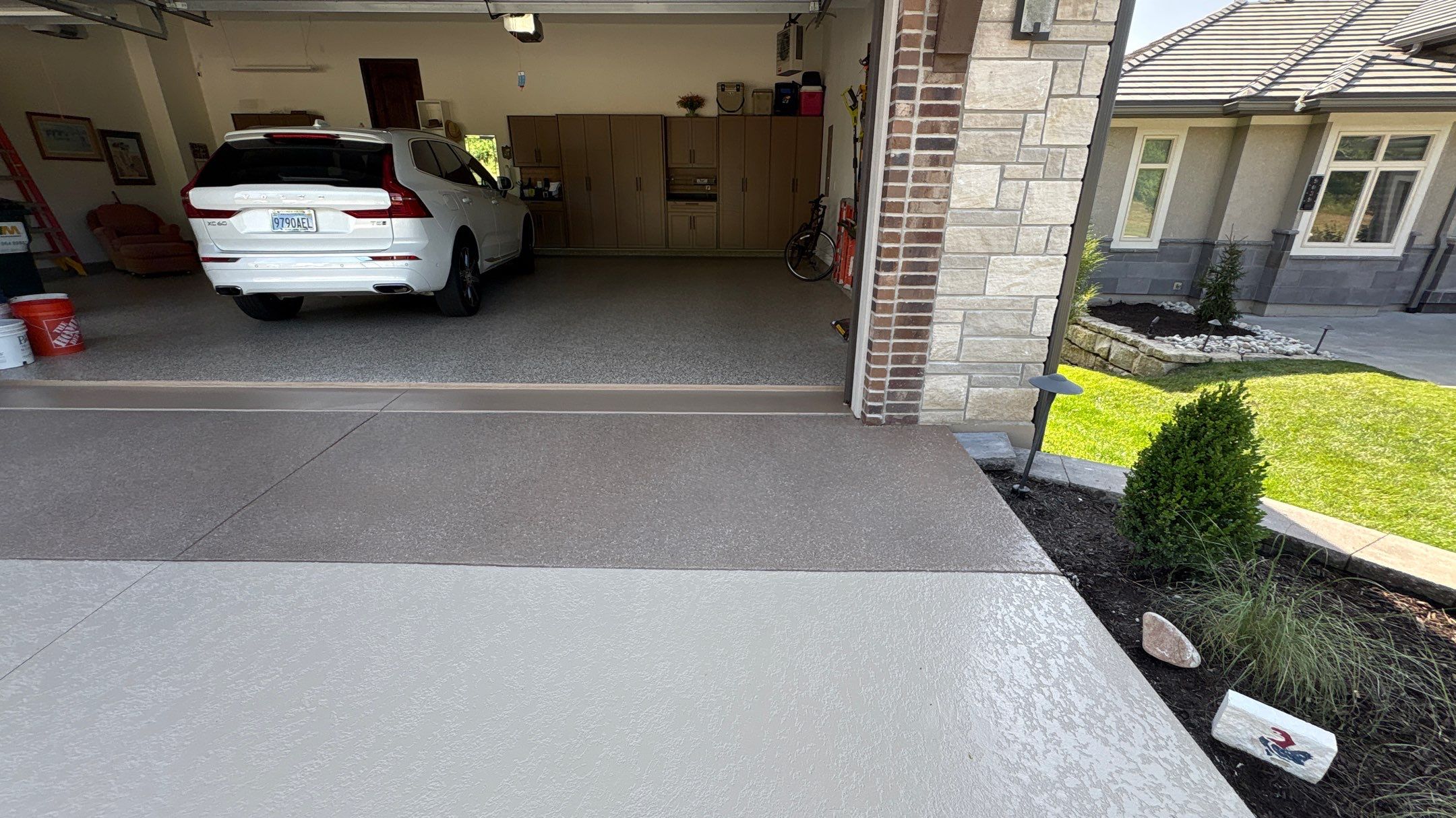 Two-Tone Driveway Resurface - Olathe, KS by Big Red Decorative Concrete, LLC
