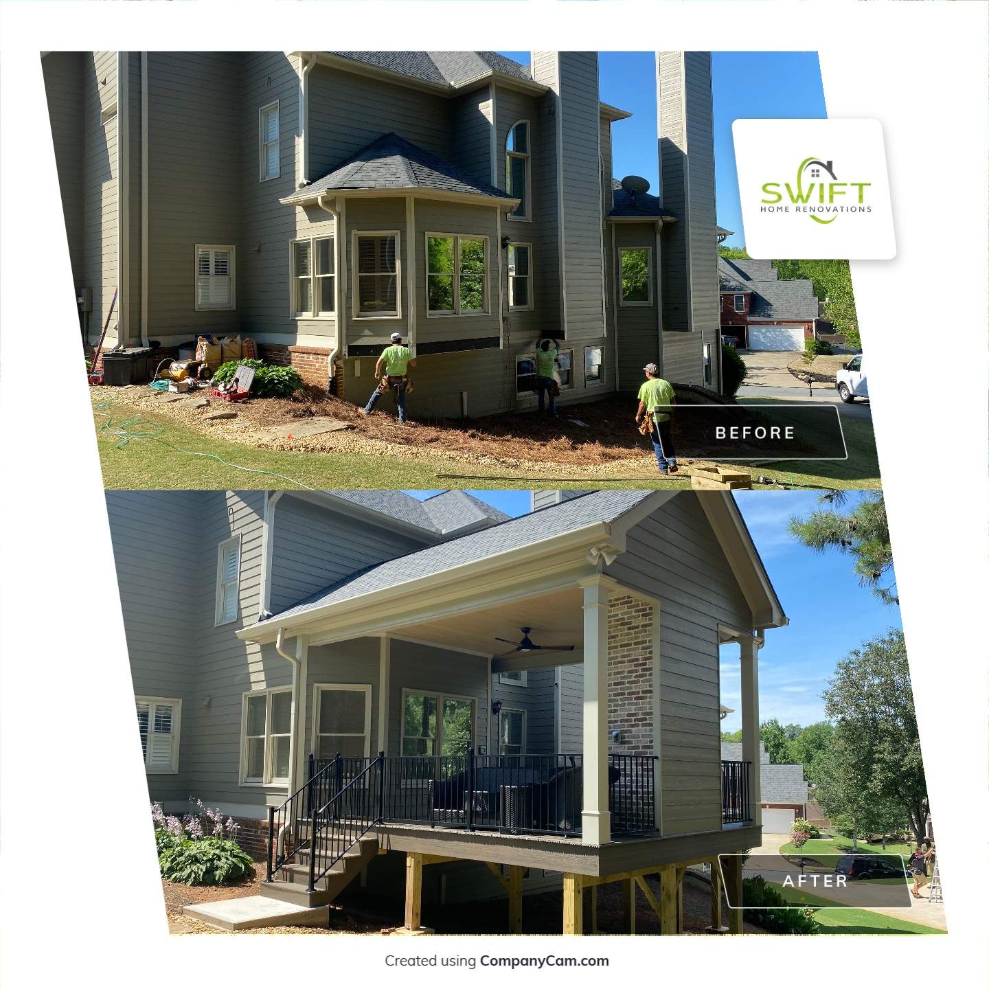 Covered Porch and Composite Deck Addition in Woodstock by Swift Home Renovations