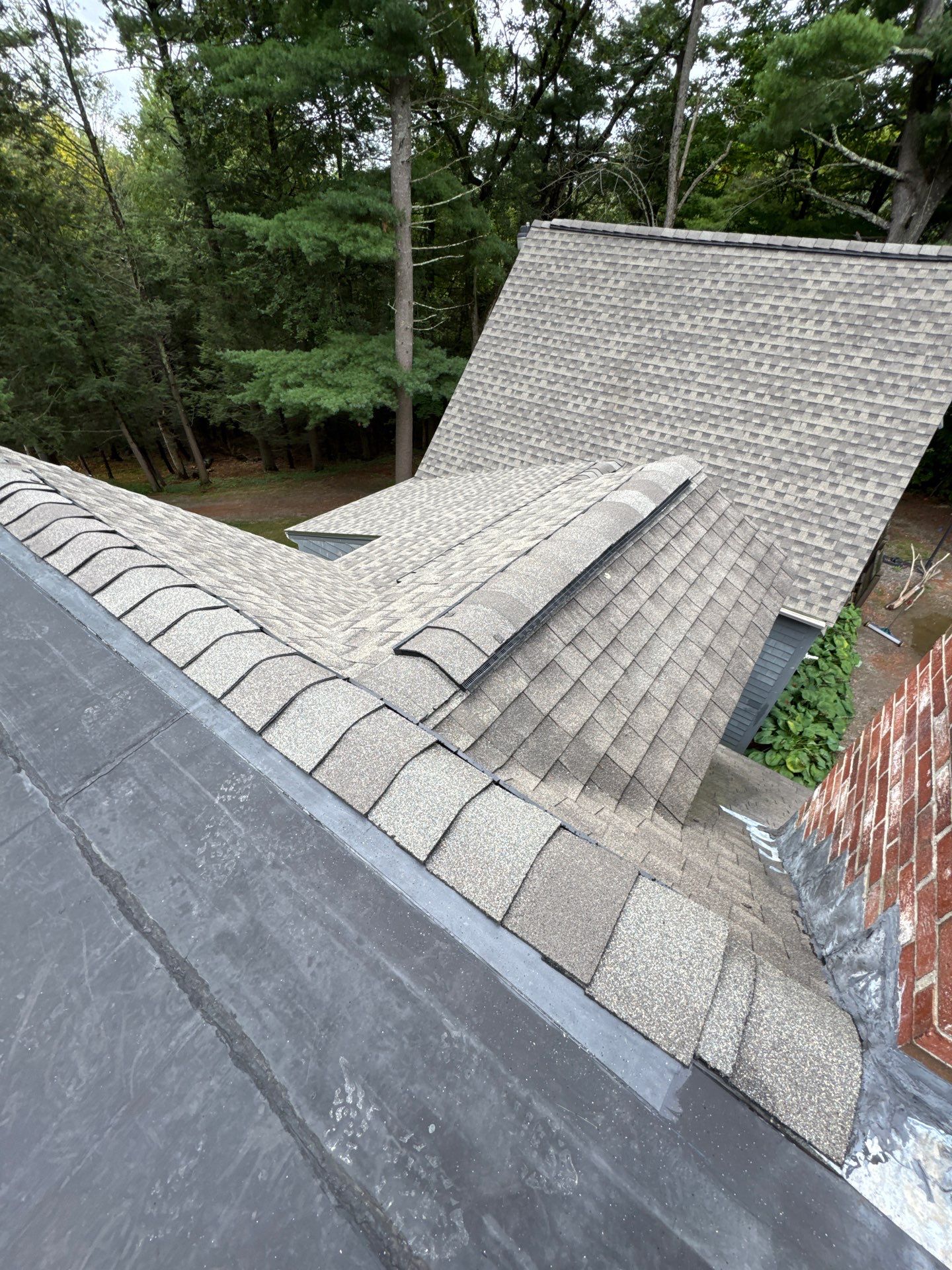 Roof Replacement & Dead Valley Repair in Kensington, NH | GAF Timberline Weathered Wood by Compass exteriors