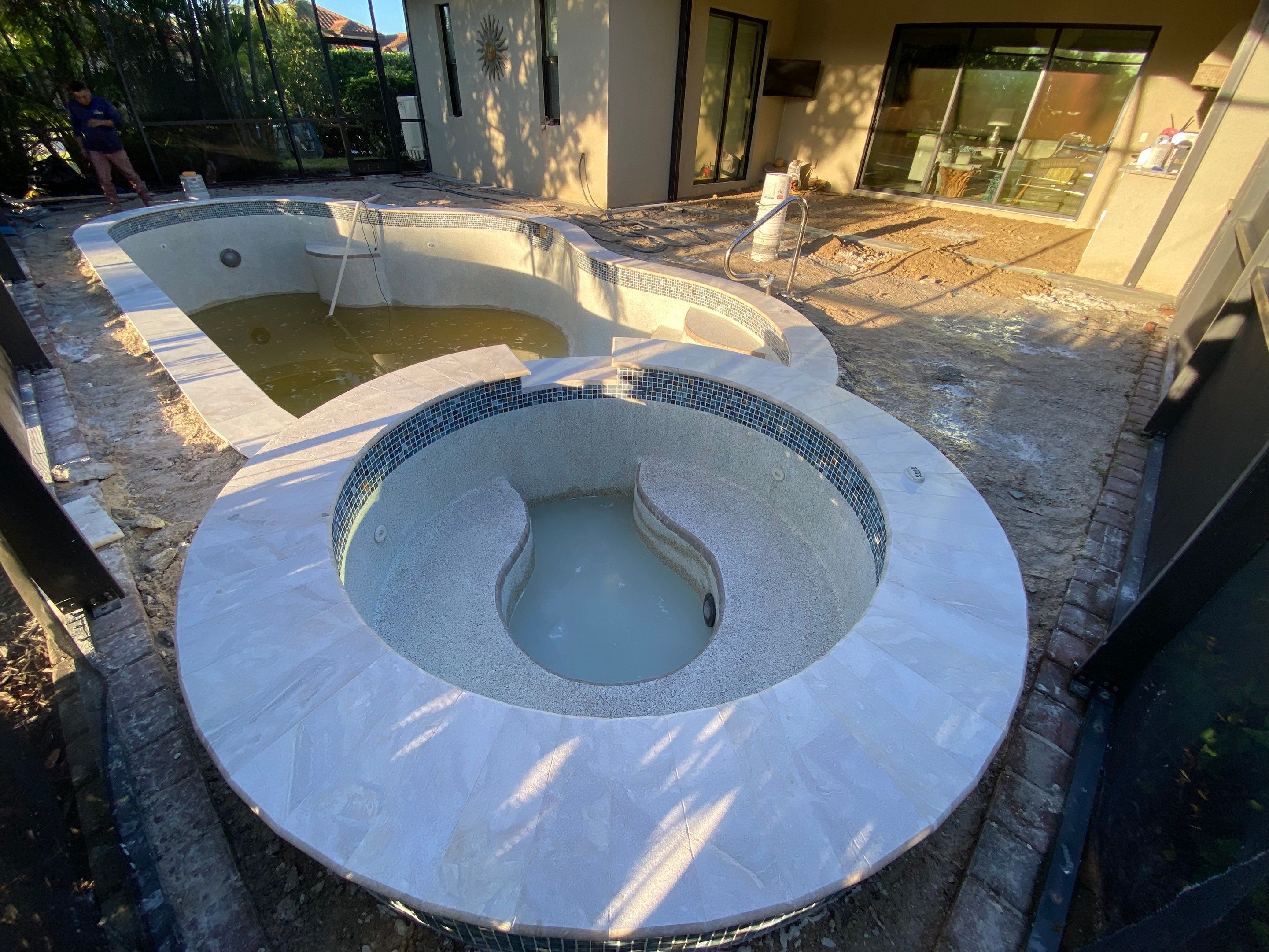 Textured Marble Pool Deck - Bonita National Golf & Country Club by Old Town Pavers Llc