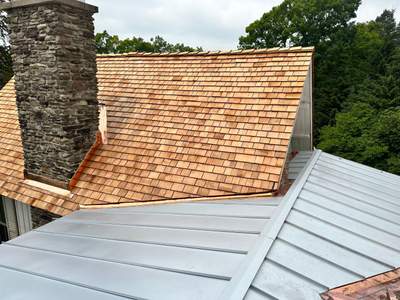 Cedar Shake Roof Replacement with Half Round Gutter Installation