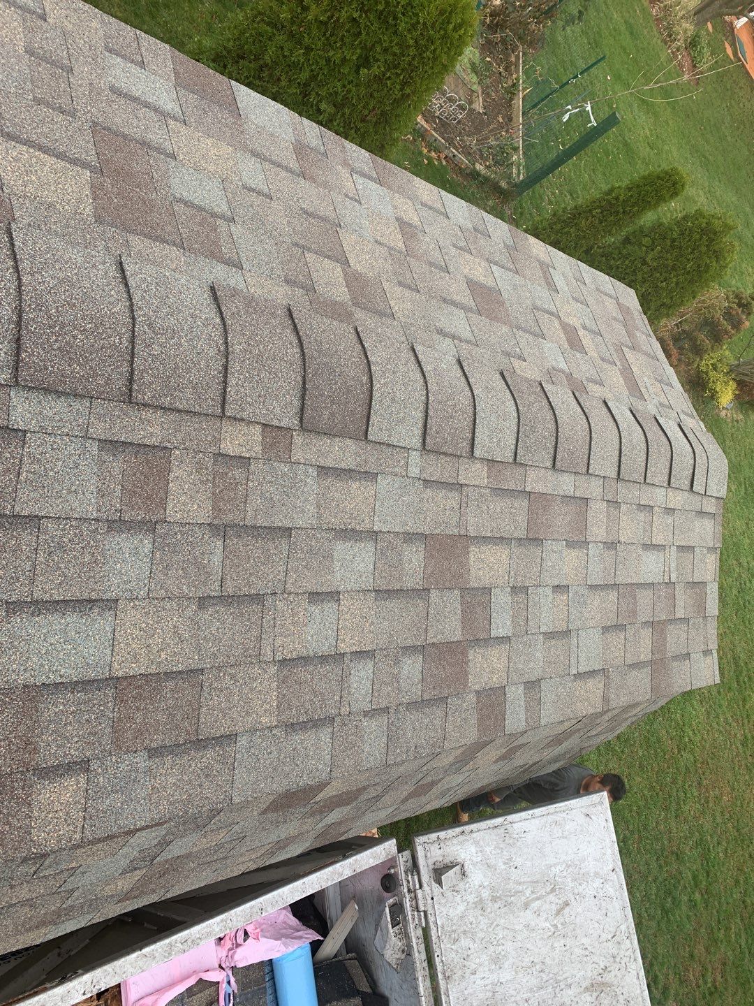 Commercial Roofing Installation using Owens Corning TruDefinition driftwood by A Plus Exterior