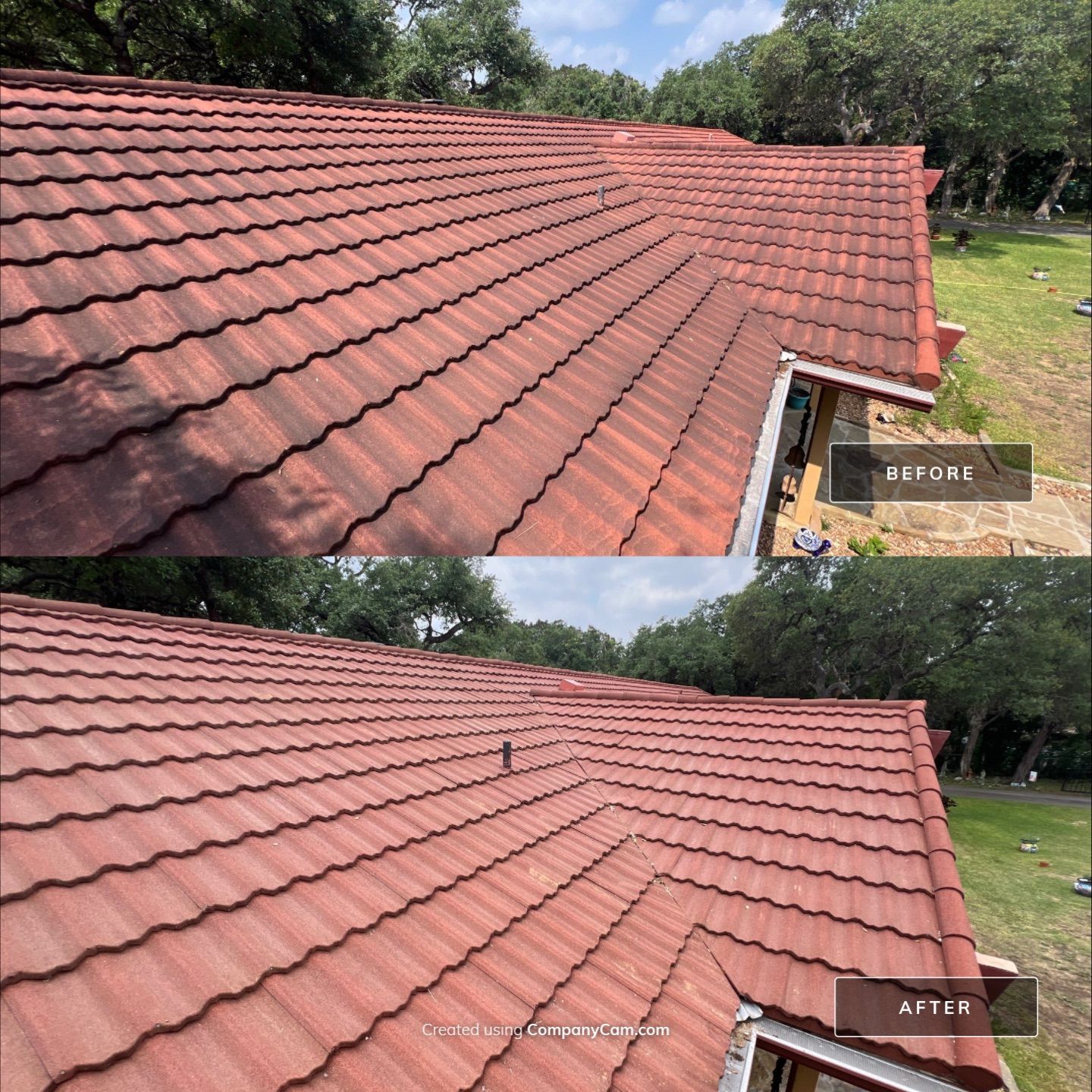 Metal / Tile Roof Wash Project in Boerne by Bright Choice