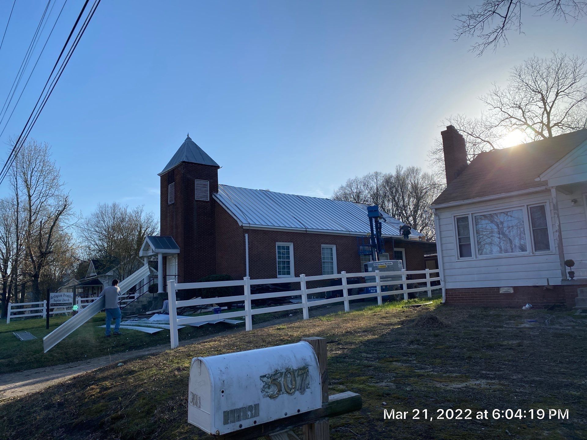 Primitive Baptist Church using Standing Seam Metal by Just In Time Roofing and Restoration