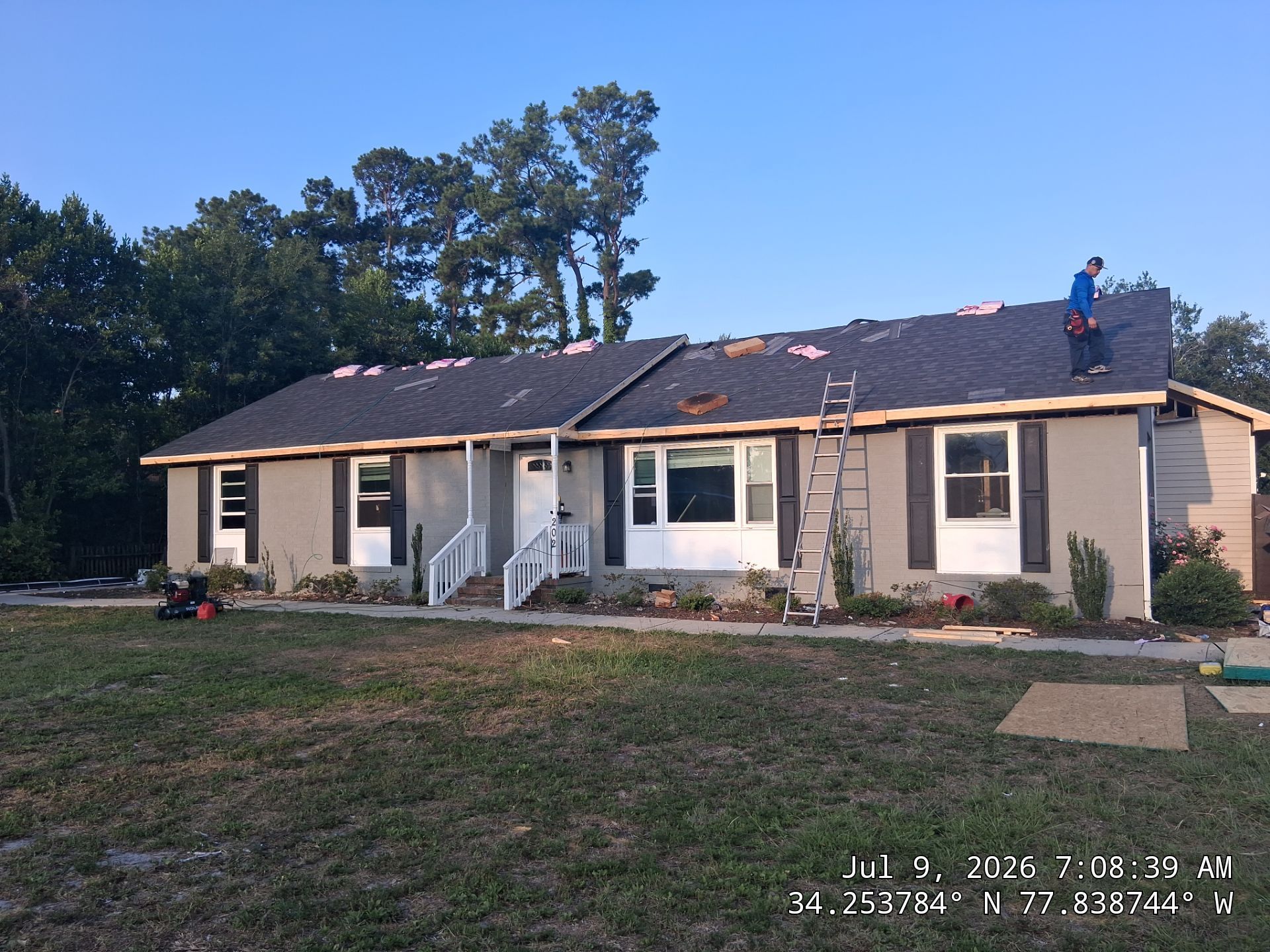 Fire Damage Restoration in Progress for Wilmington Single-Story Home by RGR Construction and Roofing, LLC