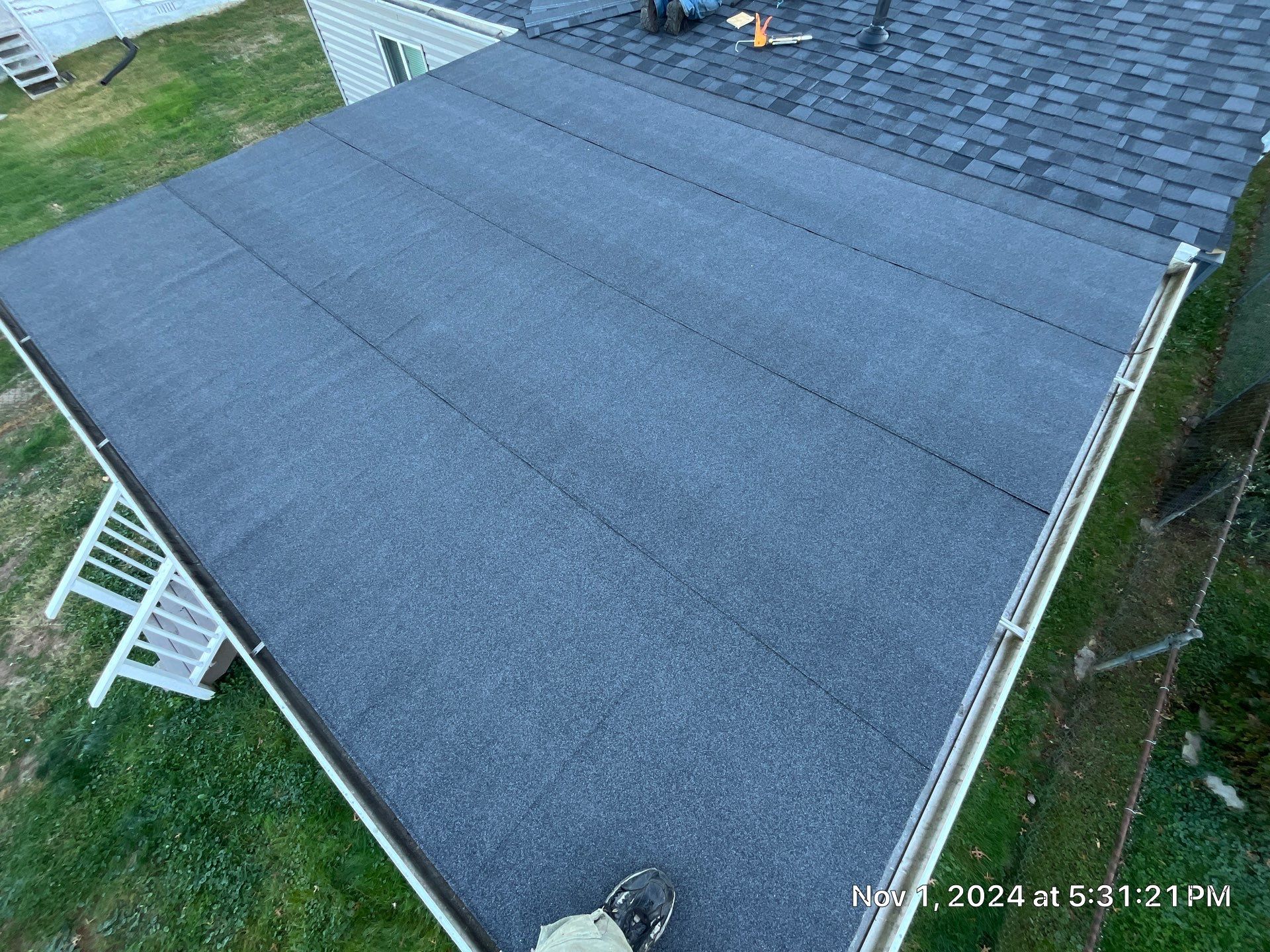 Residential Roofing Installation using Certainteed Landmark Pro Shingles blue by Fahey Roofing + Contracting
