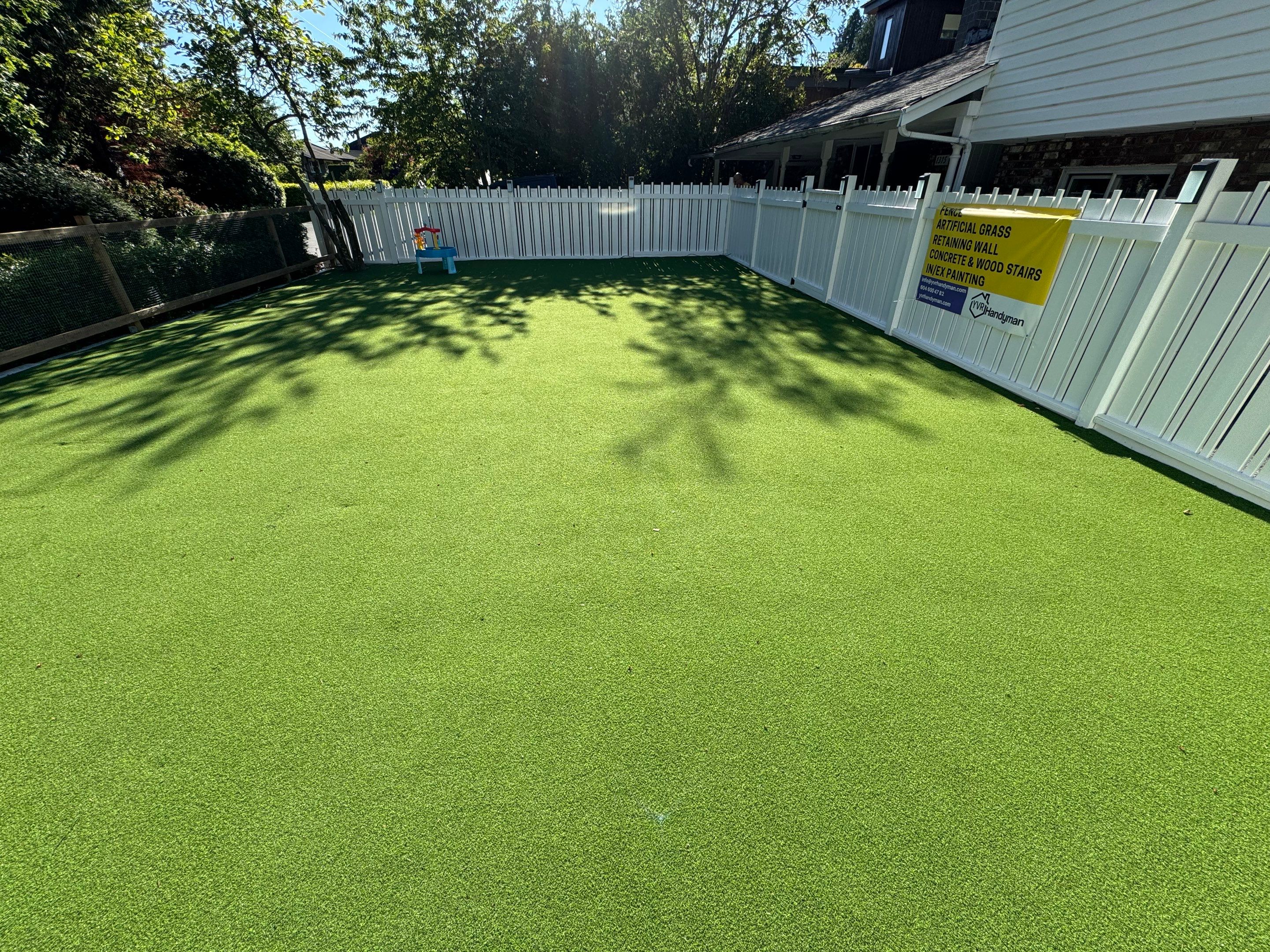 Artificial Grass and Custom Fence For KidiKare Daycare by YVR Construction Group