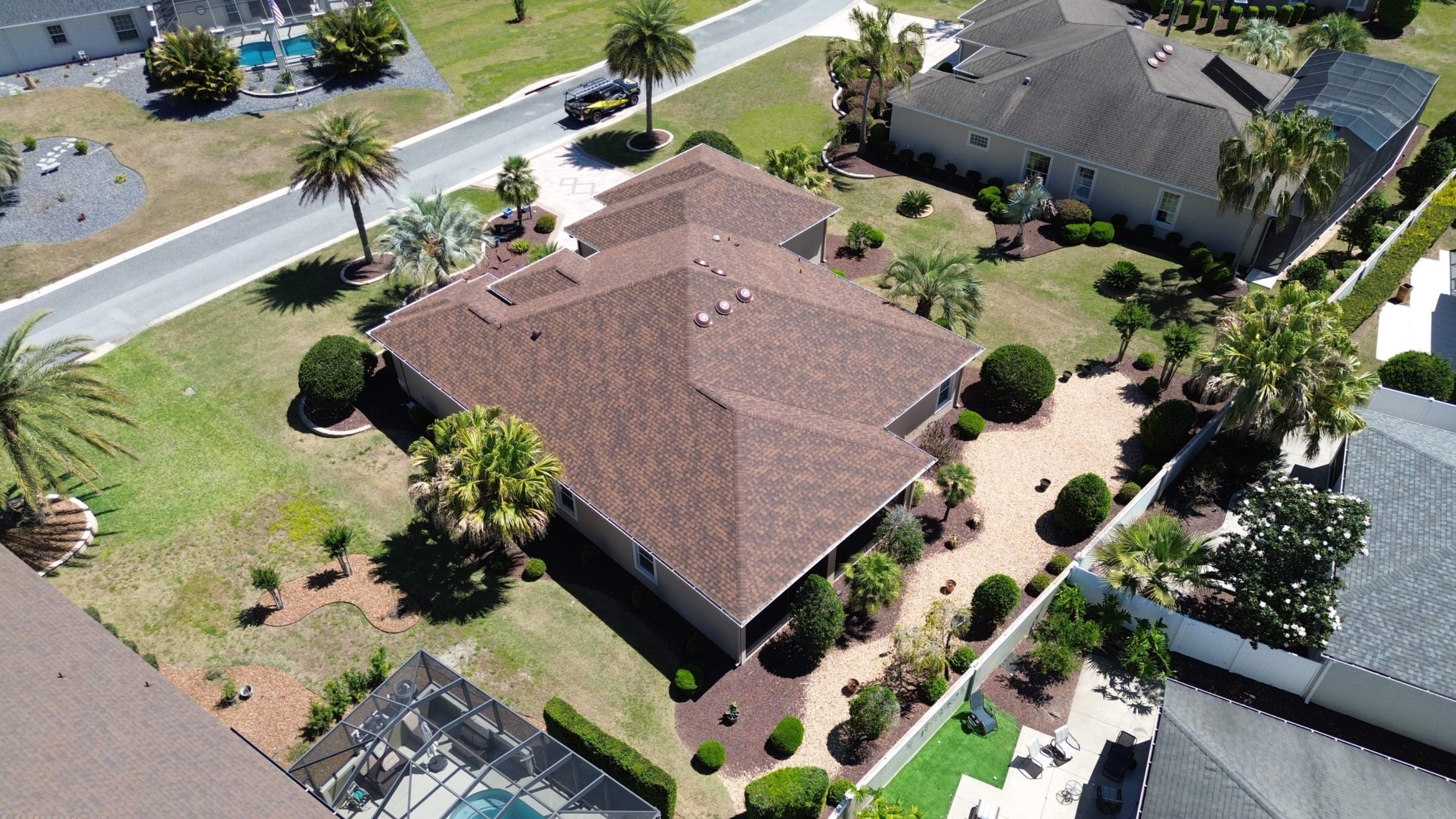 Drone pictures in The Villages by Gold Key Roofing