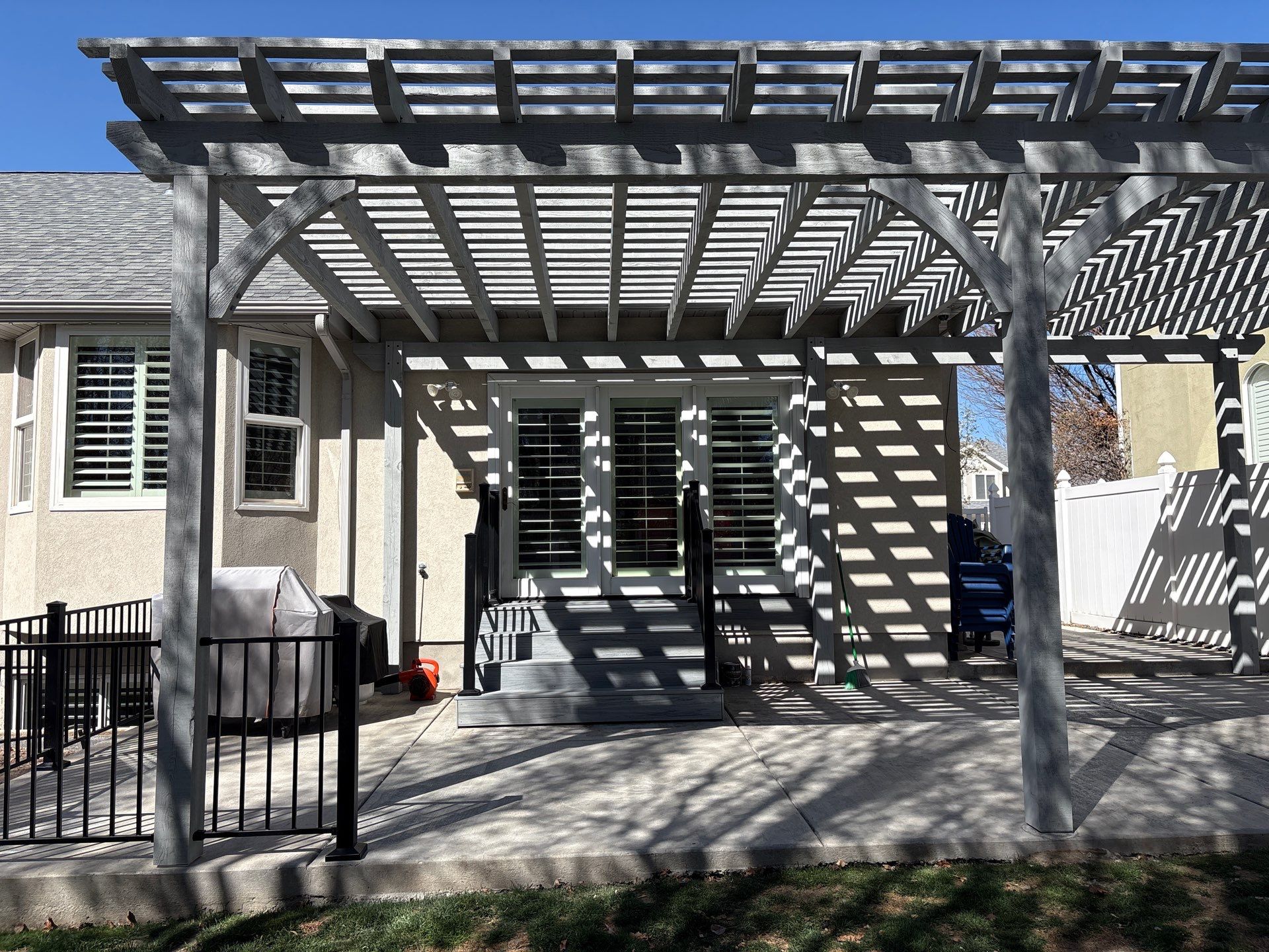Patio Upgrade with Pergola and Railing by SAGE Decks