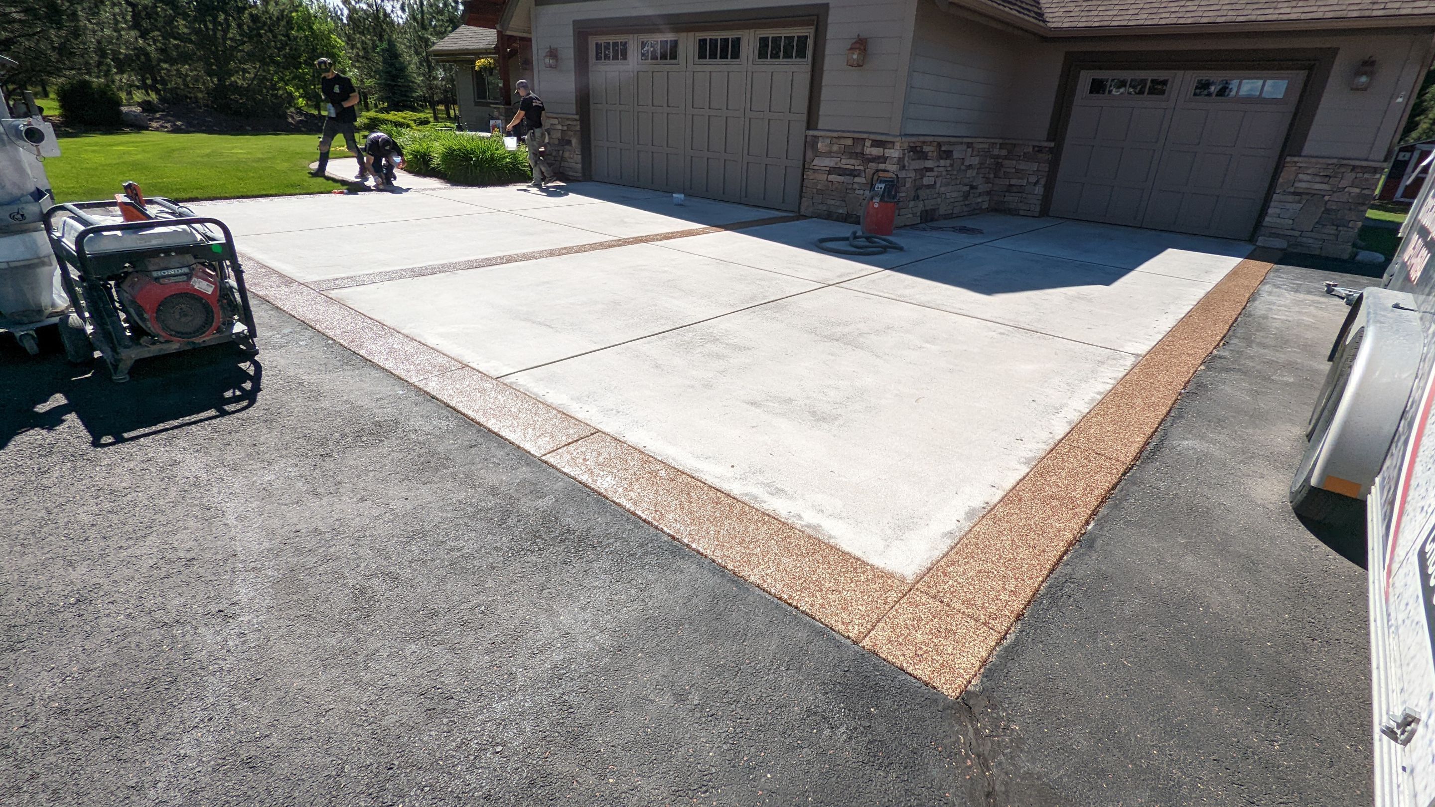 Driveway using Pecan and Chestnut Trim by Croc Coatings, LLC